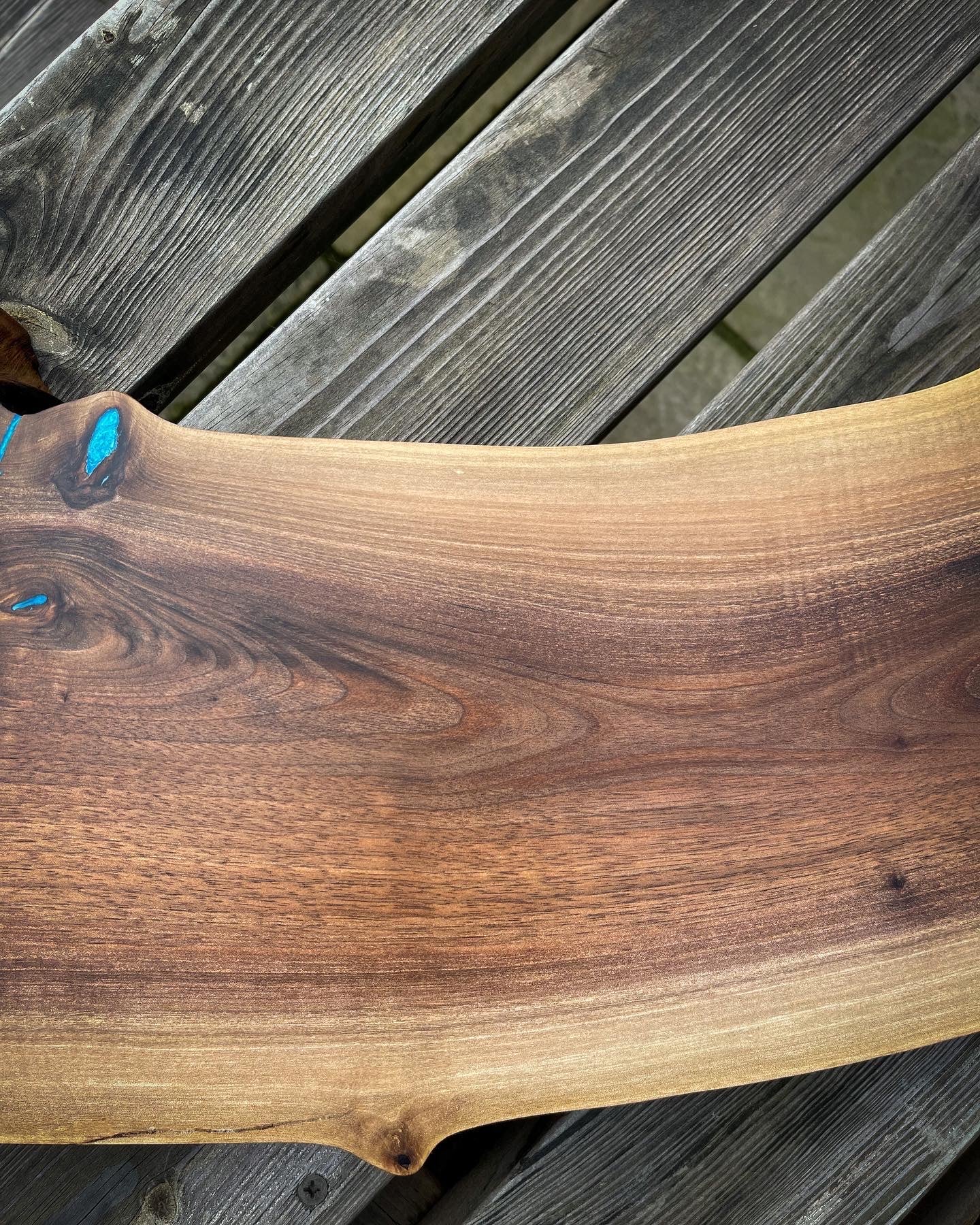 Extra Large Walnut Wood and Blue Epoxy Resin Charcuterie Board