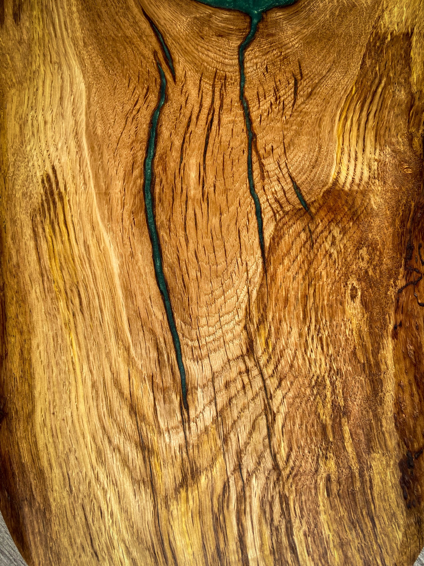 Extra Large Oak Wood and Green Epoxy Resin Charcuterie Board