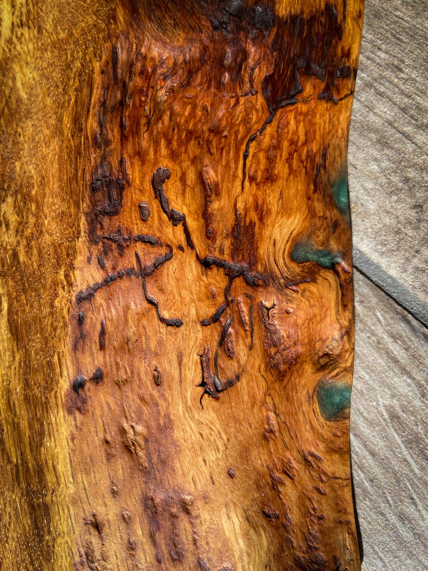 Extra Large Oak Wood and Green Epoxy Resin Charcuterie Board