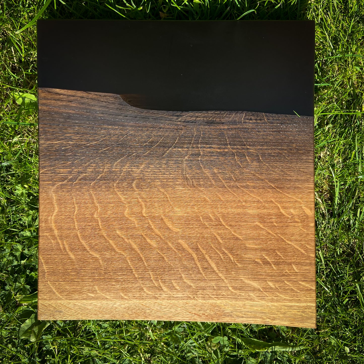 Medium Oak Wood and Black Epoxy Resin Charcuterie Board
