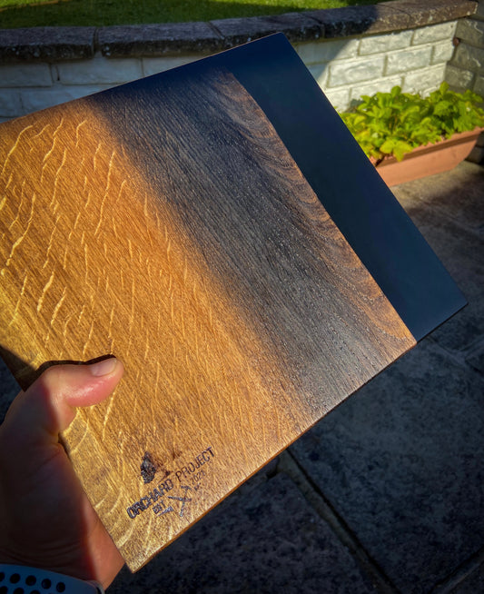 Medium Oak Wood and Black Epoxy Resin Charcuterie Board