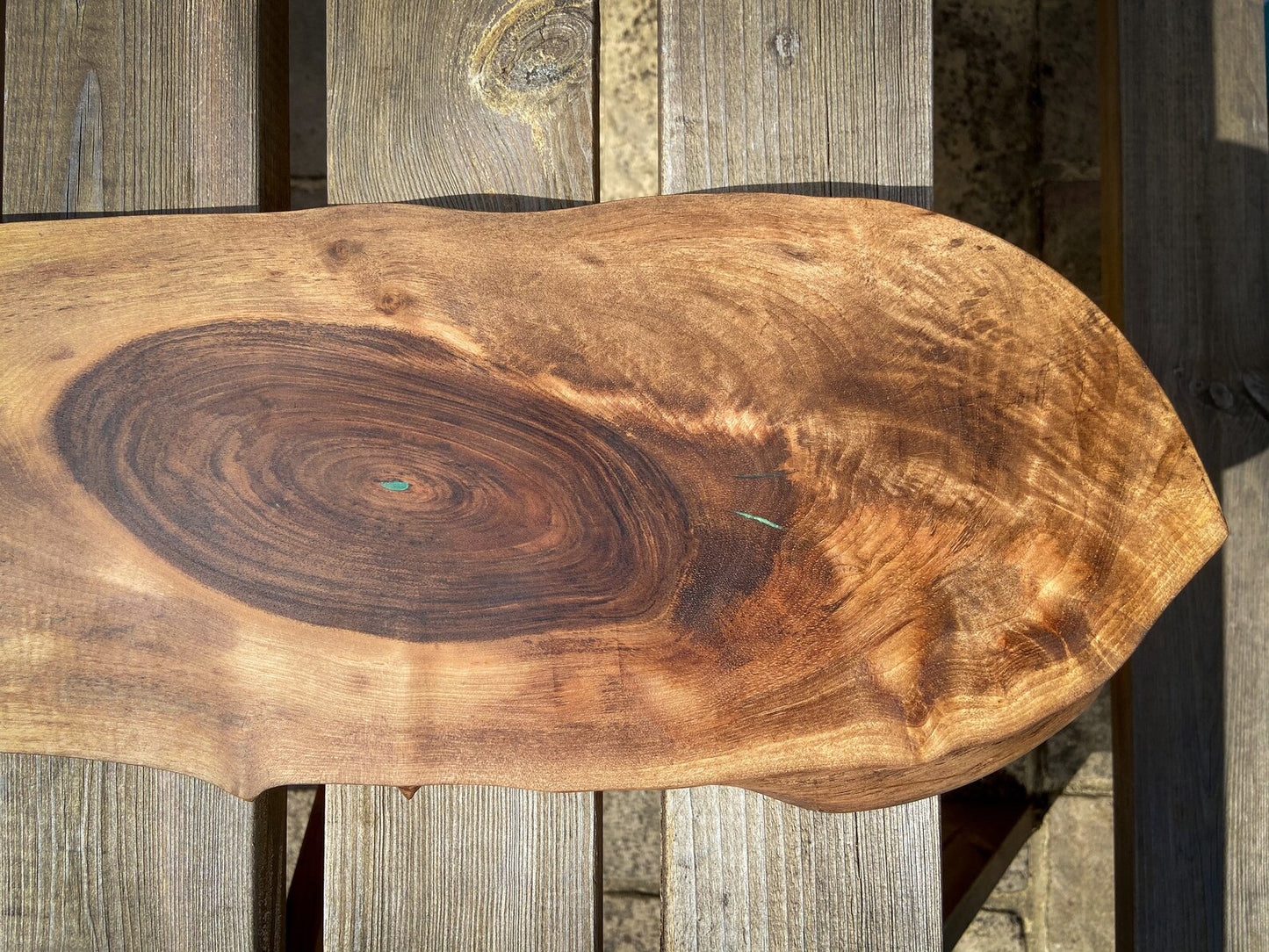 Large English Walnut and Pickled Green Epoxy Resin Charcuterie Board