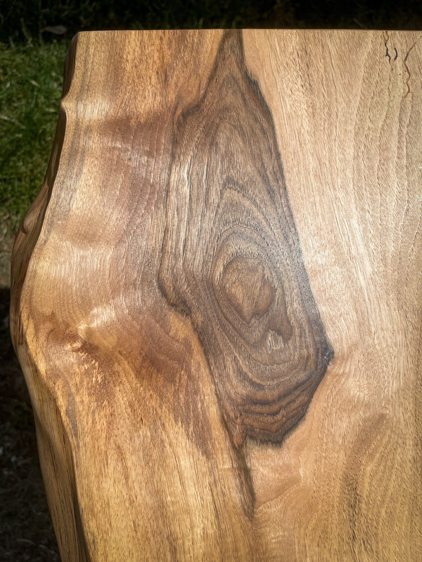 English Walnut and Pickled Green Epoxy Resin Side Table