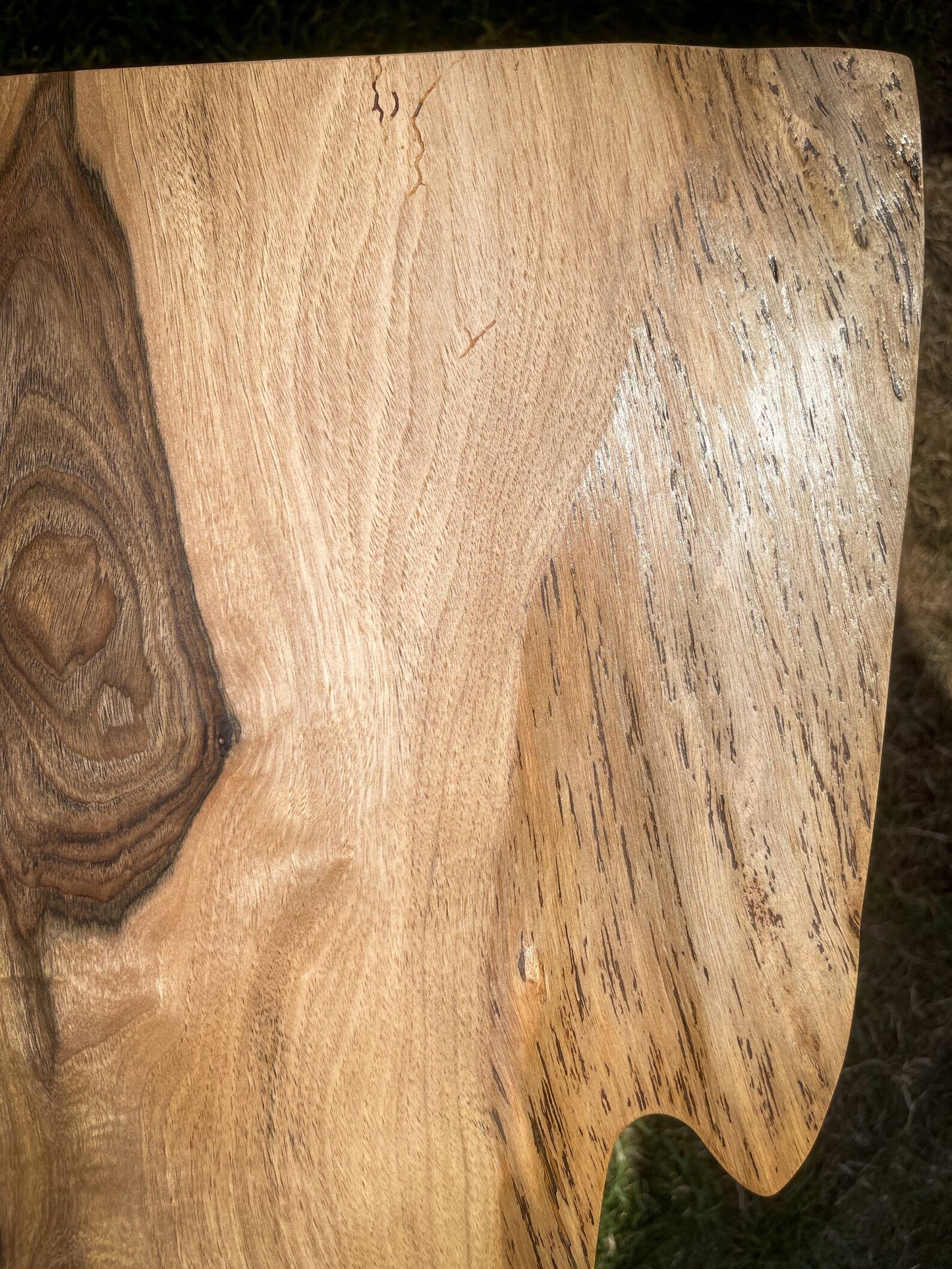 English Walnut and Pickled Green Epoxy Resin Side Table