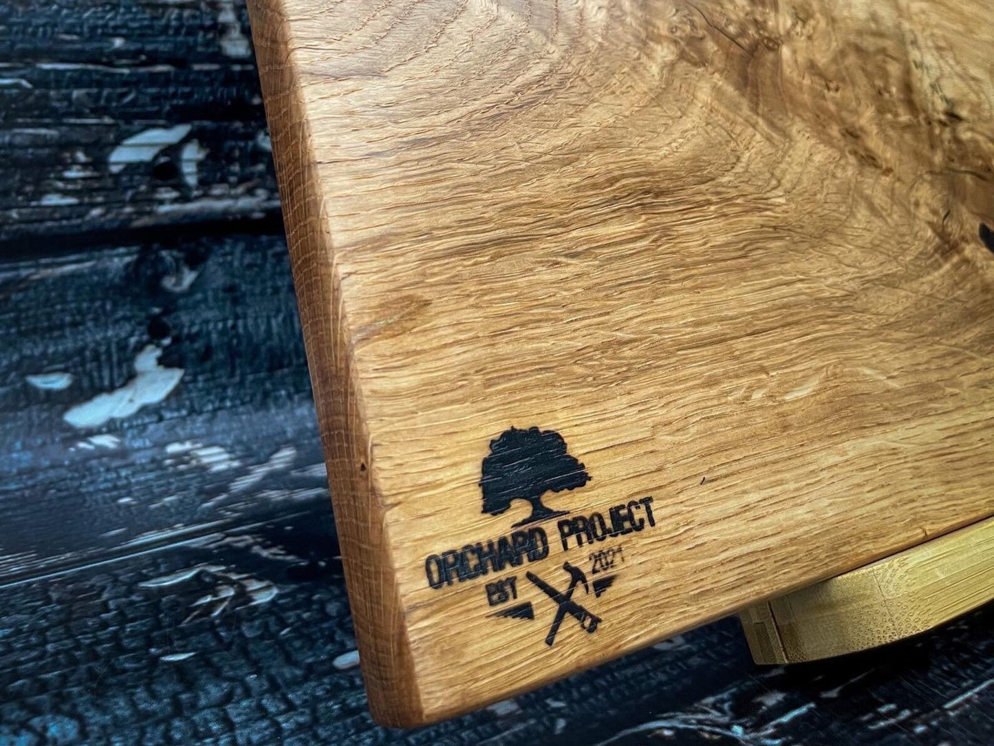 Large Oak Wood and White & Black Epoxy Resin Charcuterie Board