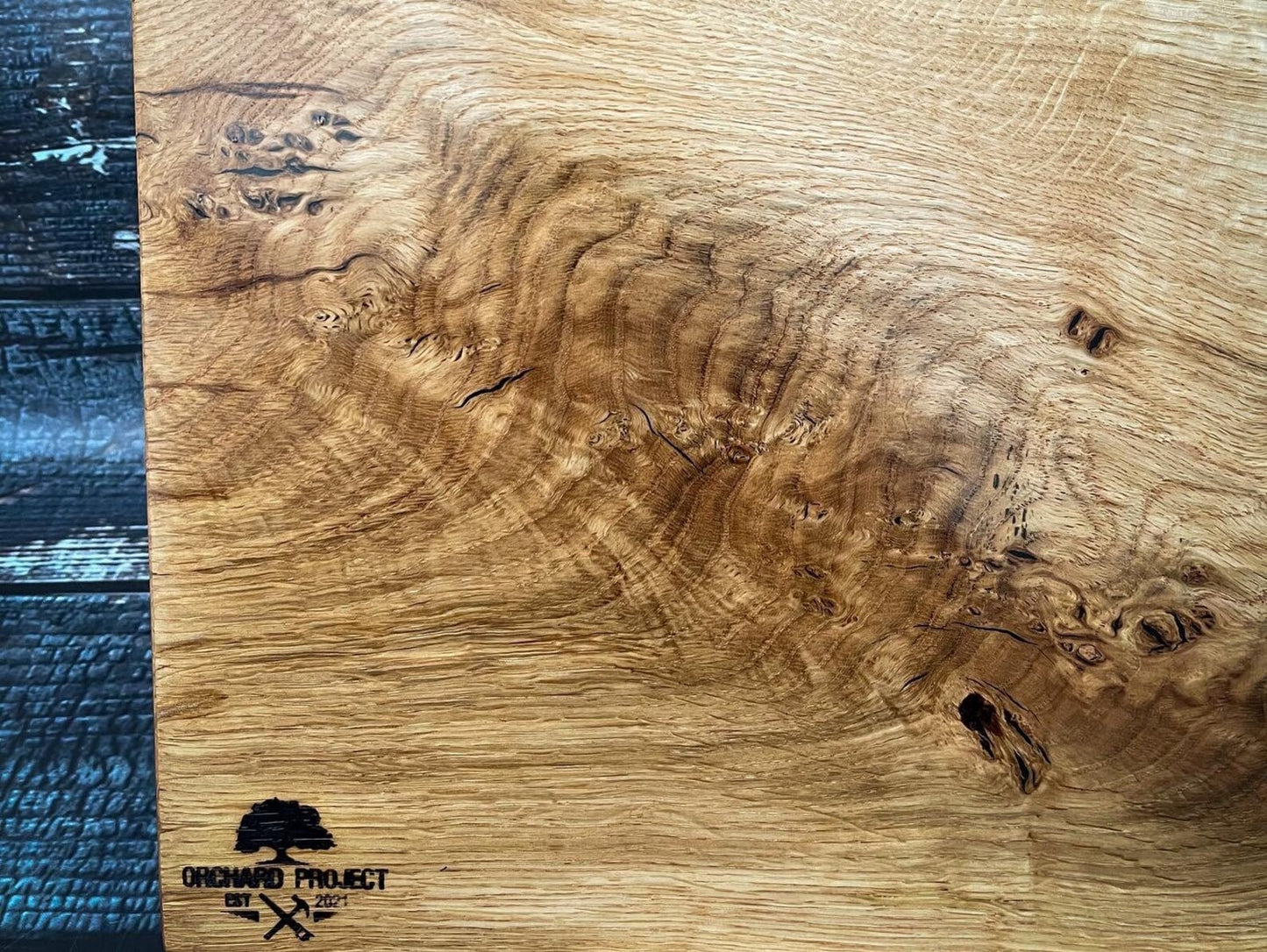 Large Oak Wood and White & Black Epoxy Resin Charcuterie Board