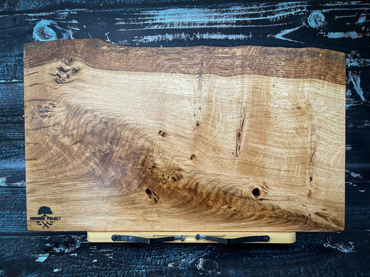 Large Oak Wood and White & Black Epoxy Resin Charcuterie Board
