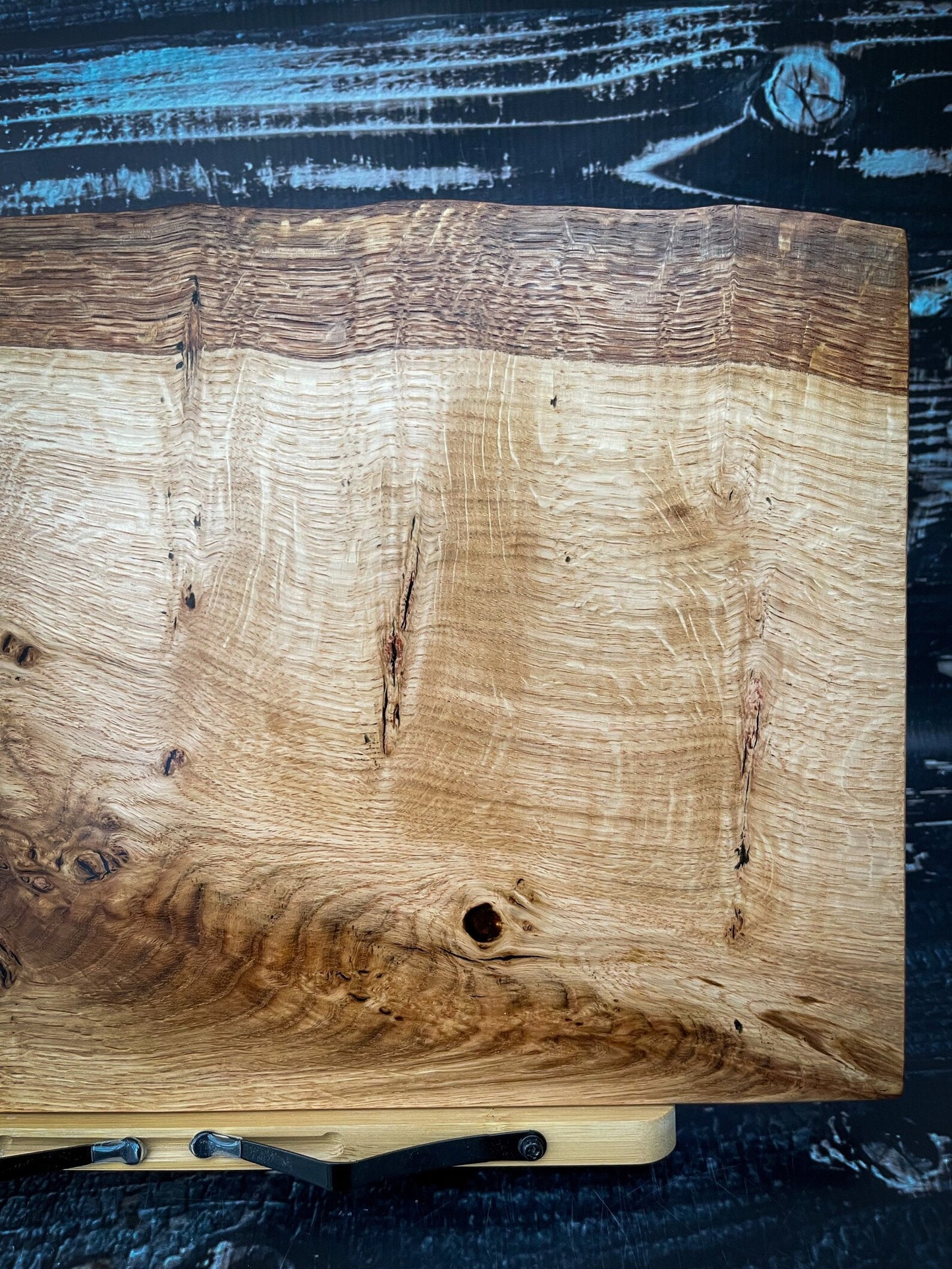 Large Oak Wood and White & Black Epoxy Resin Charcuterie Board