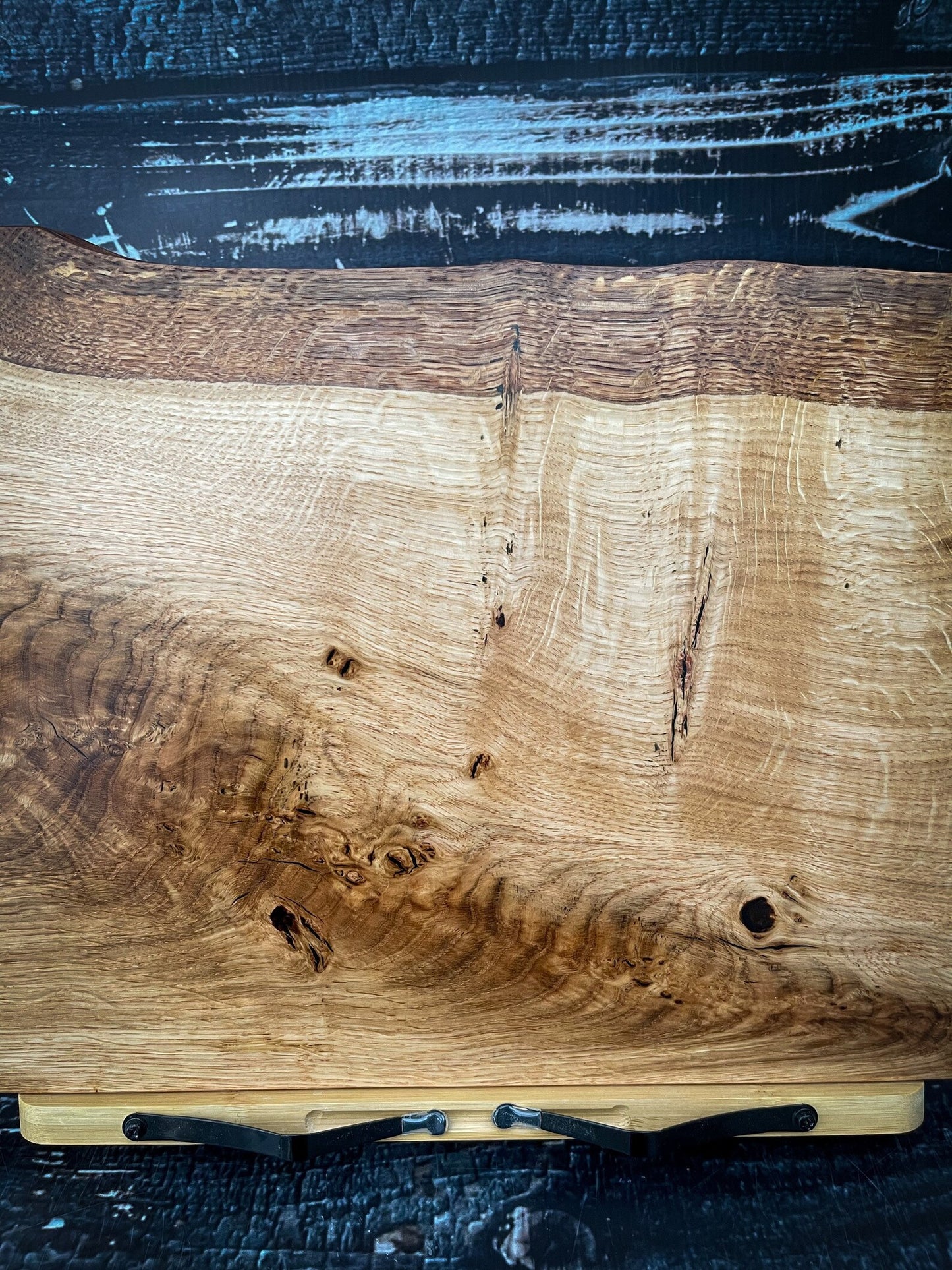Large Oak Wood and White & Black Epoxy Resin Charcuterie Board