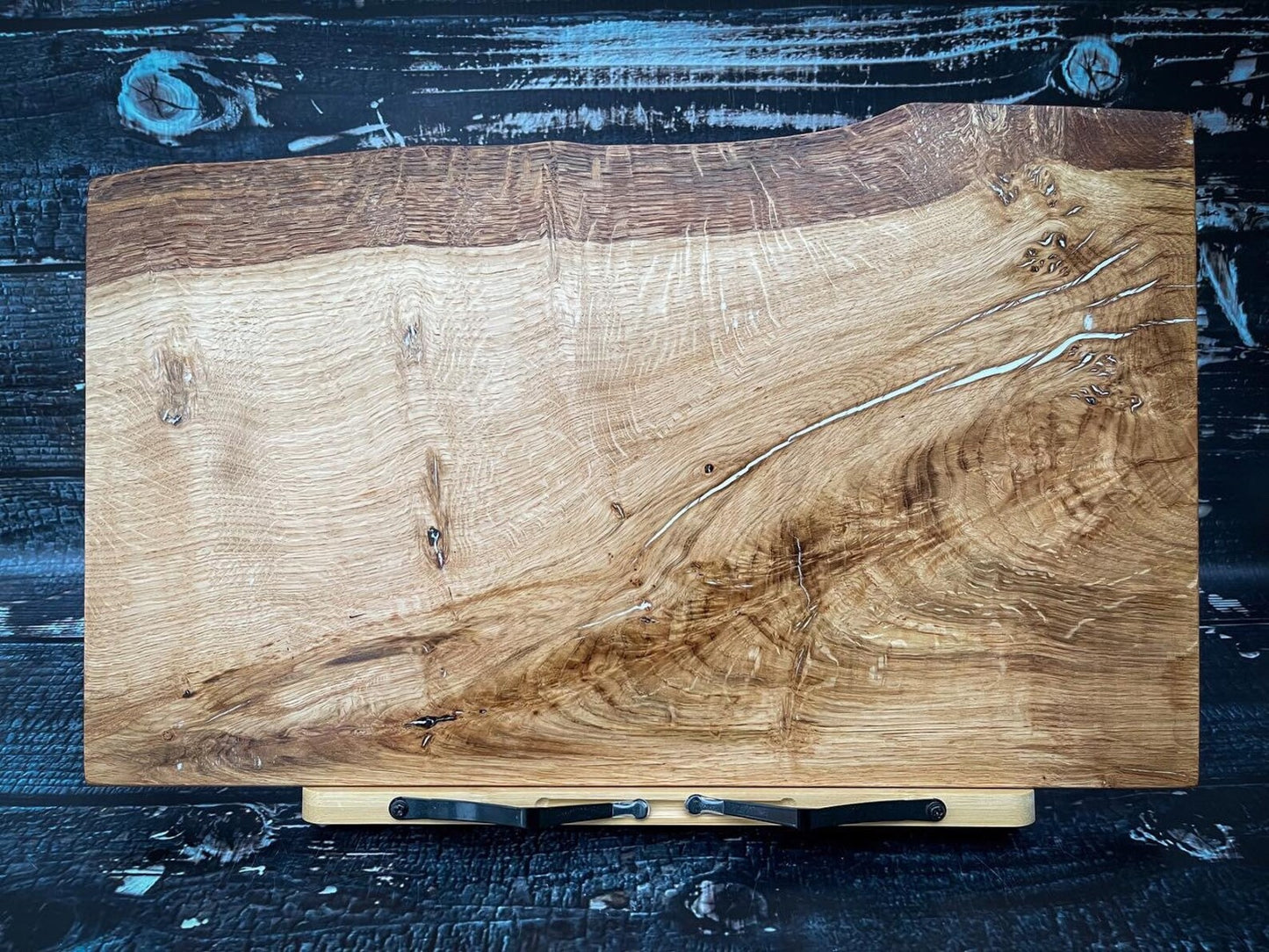 Large Oak Wood and White & Black Epoxy Resin Charcuterie Board