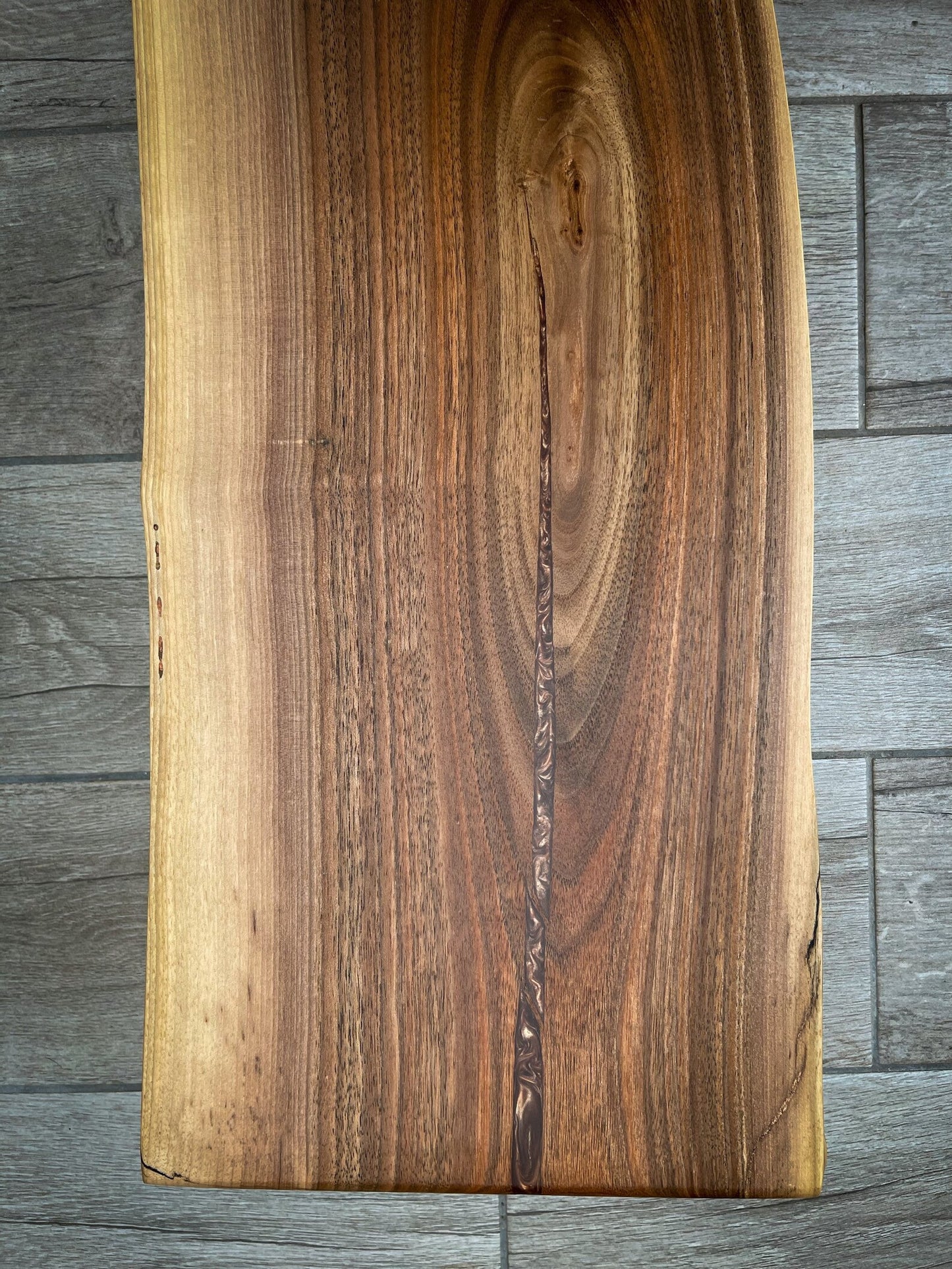 Extra Large Walnut Wood and Golden Bronze Epoxy Resin Charcuterie Board