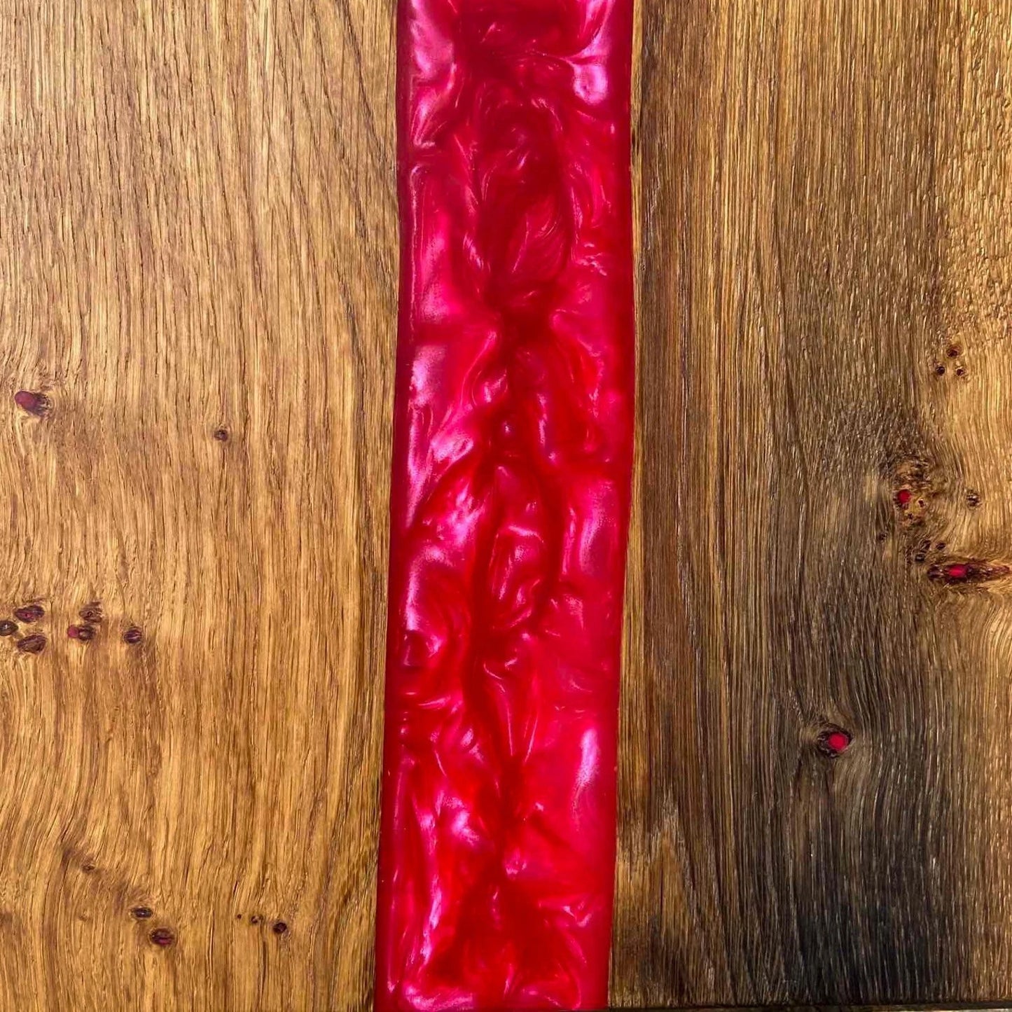 Large Oak Wood and Red Raspberry Epoxy Resin Charcuterie Board
