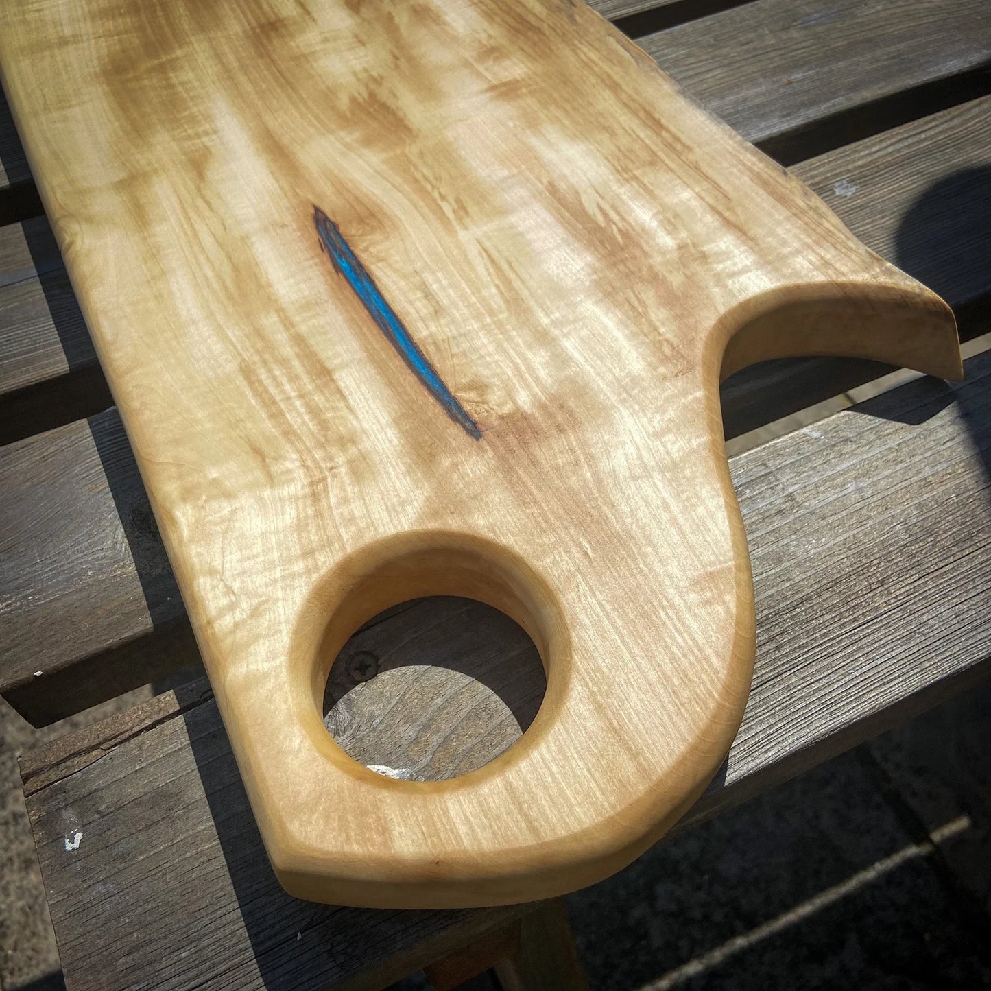 Extra Large Horse Chestnut Wood and Blue Epoxy Resin Charcuterie Board