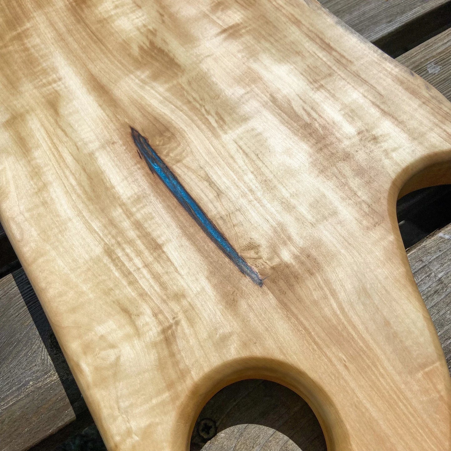 Extra Large Horse Chestnut Wood and Blue Epoxy Resin Charcuterie Board