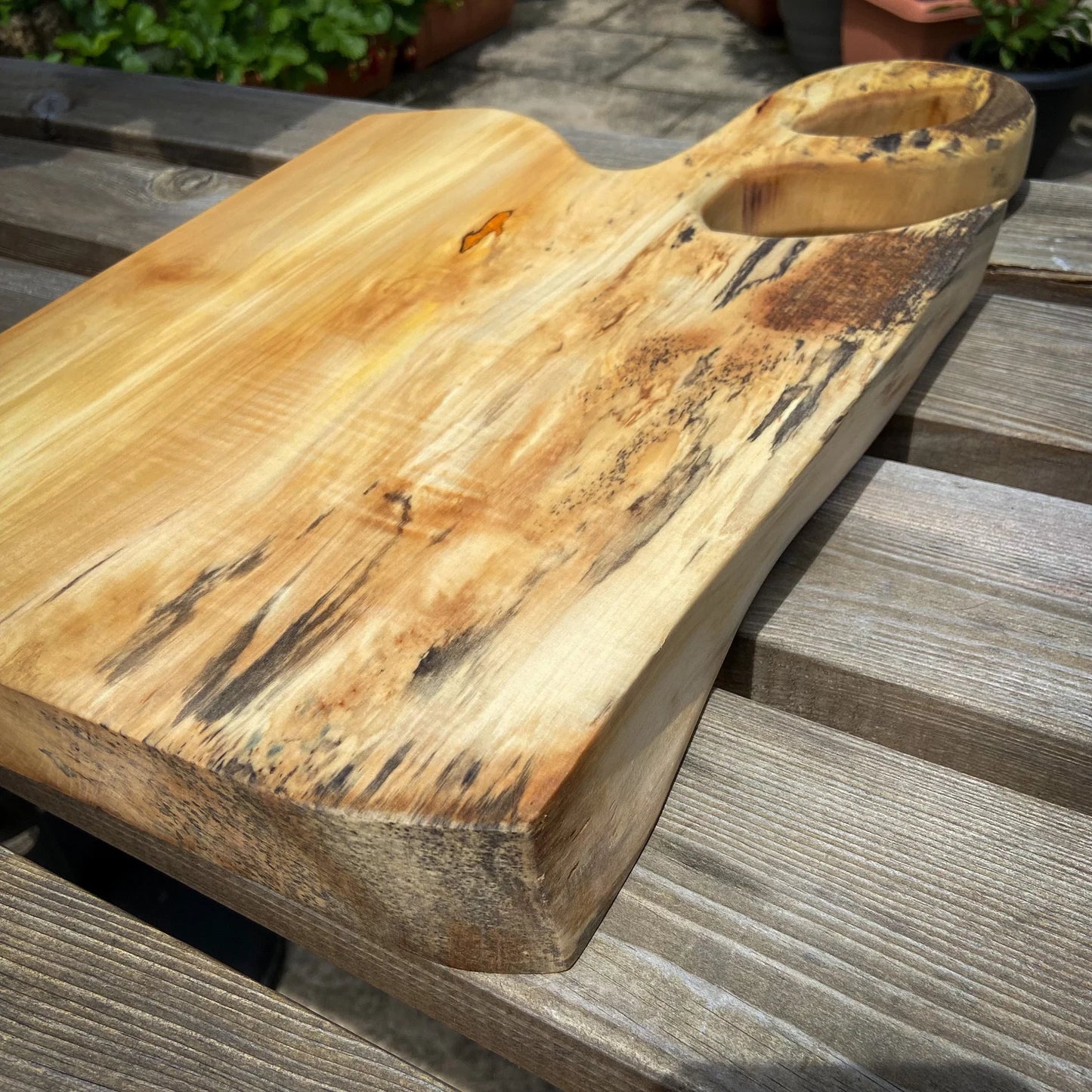 Large Horse Chestnut Wood and Orange Epoxy Resin Charcuterie Board