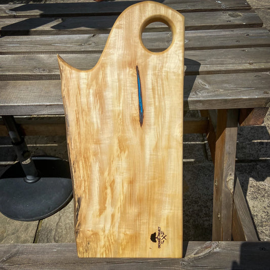 Extra Large Horse Chestnut Wood and Blue Epoxy Resin Charcuterie Board