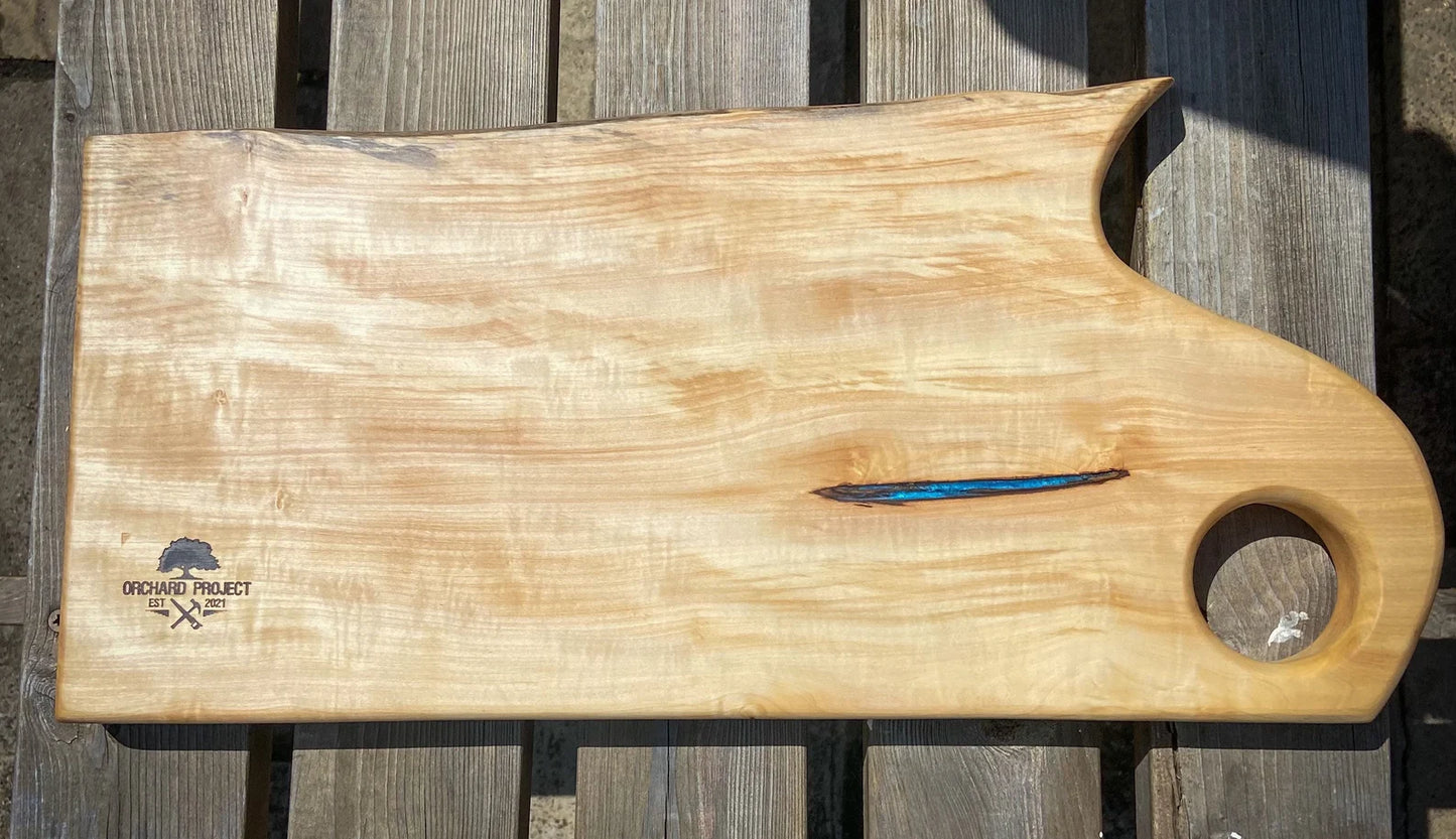 Extra Large Horse Chestnut Wood and Blue Epoxy Resin Charcuterie Board