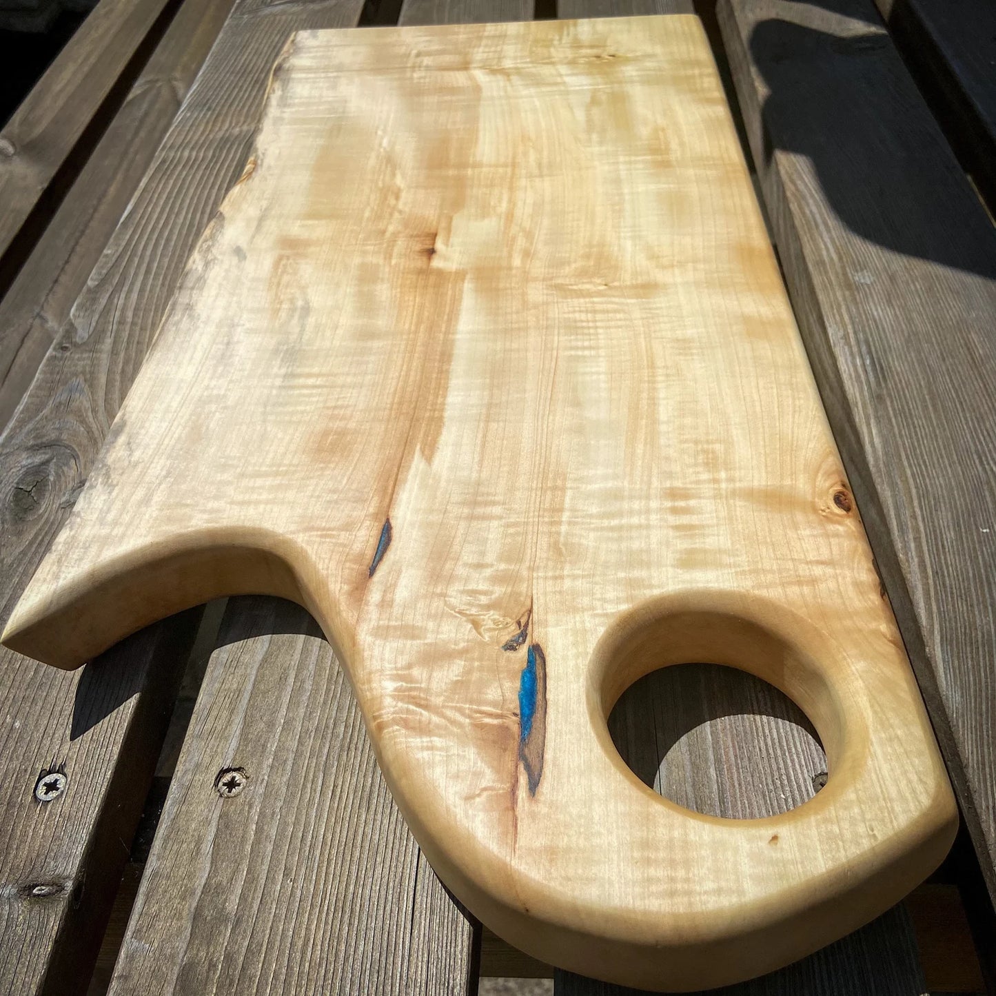 Extra Large Horse Chestnut Wood and Blue Epoxy Resin Charcuterie Board