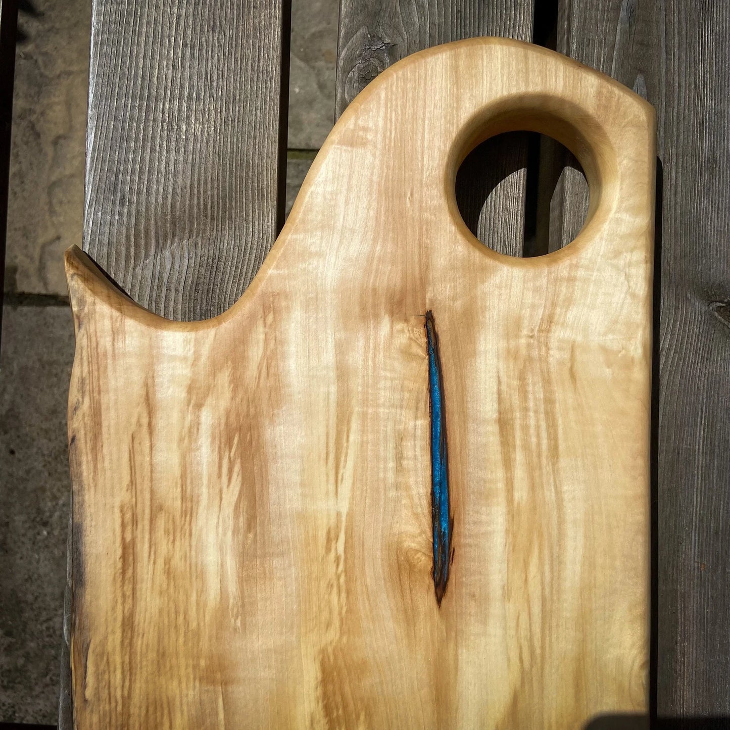 Extra Large Horse Chestnut Wood and Blue Epoxy Resin Charcuterie Board