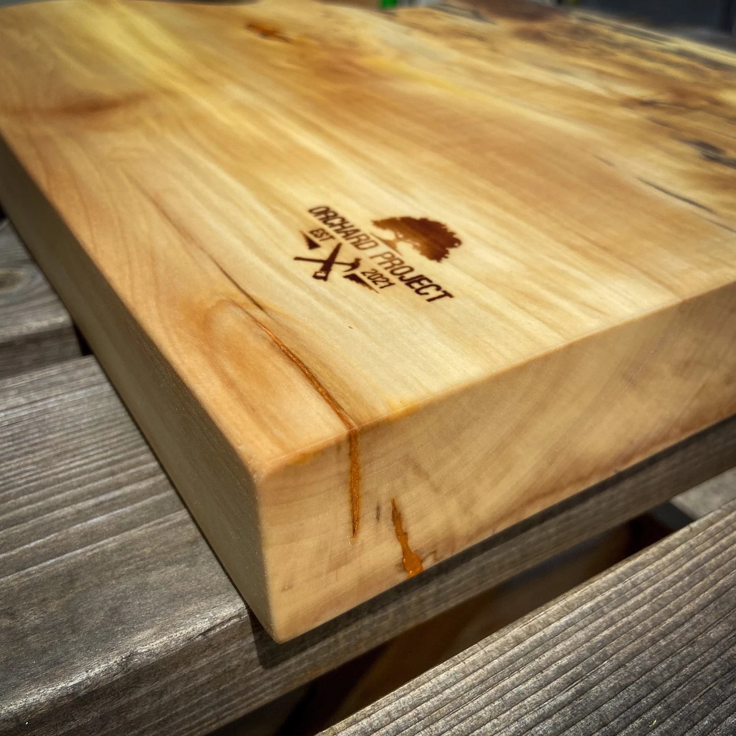 Large Horse Chestnut Wood and Orange Epoxy Resin Charcuterie Board