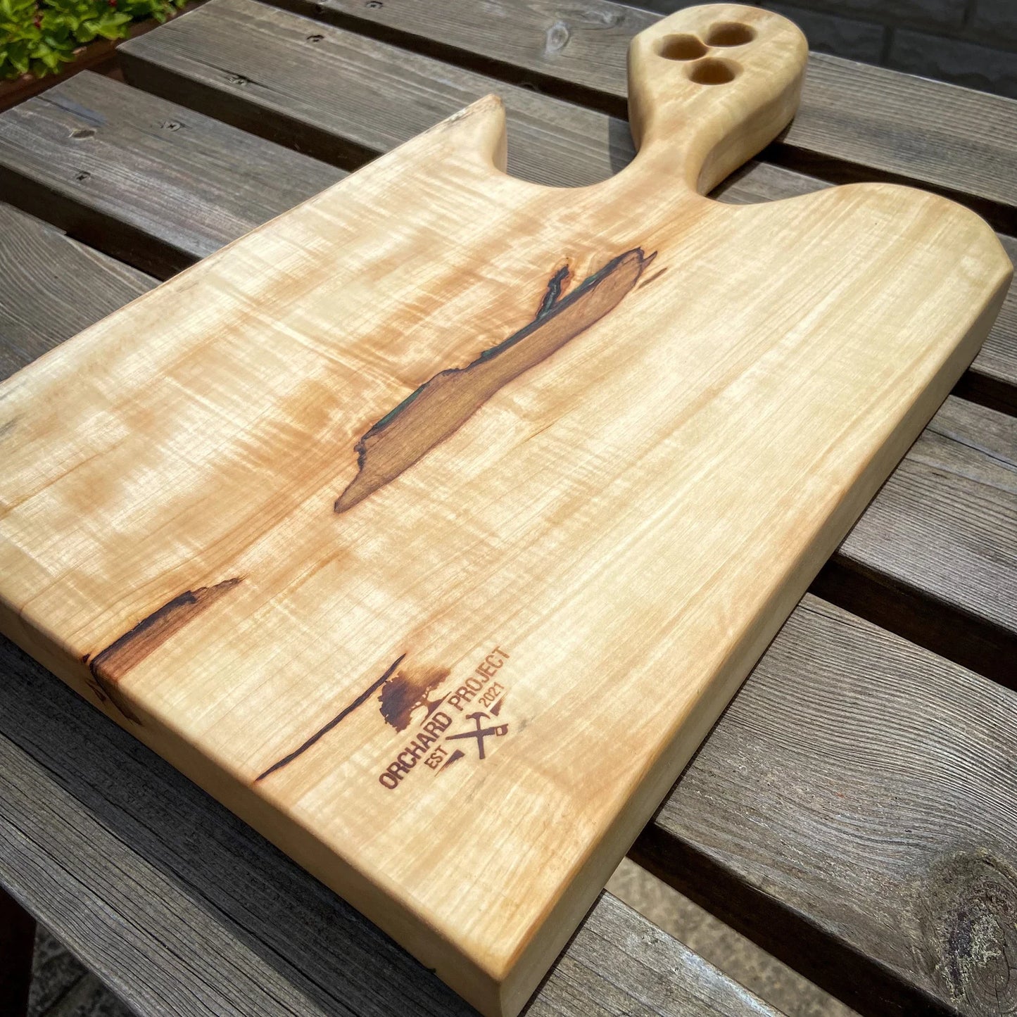 Large Horse Chestnut Wood and Green Epoxy Resin Charcuterie Board