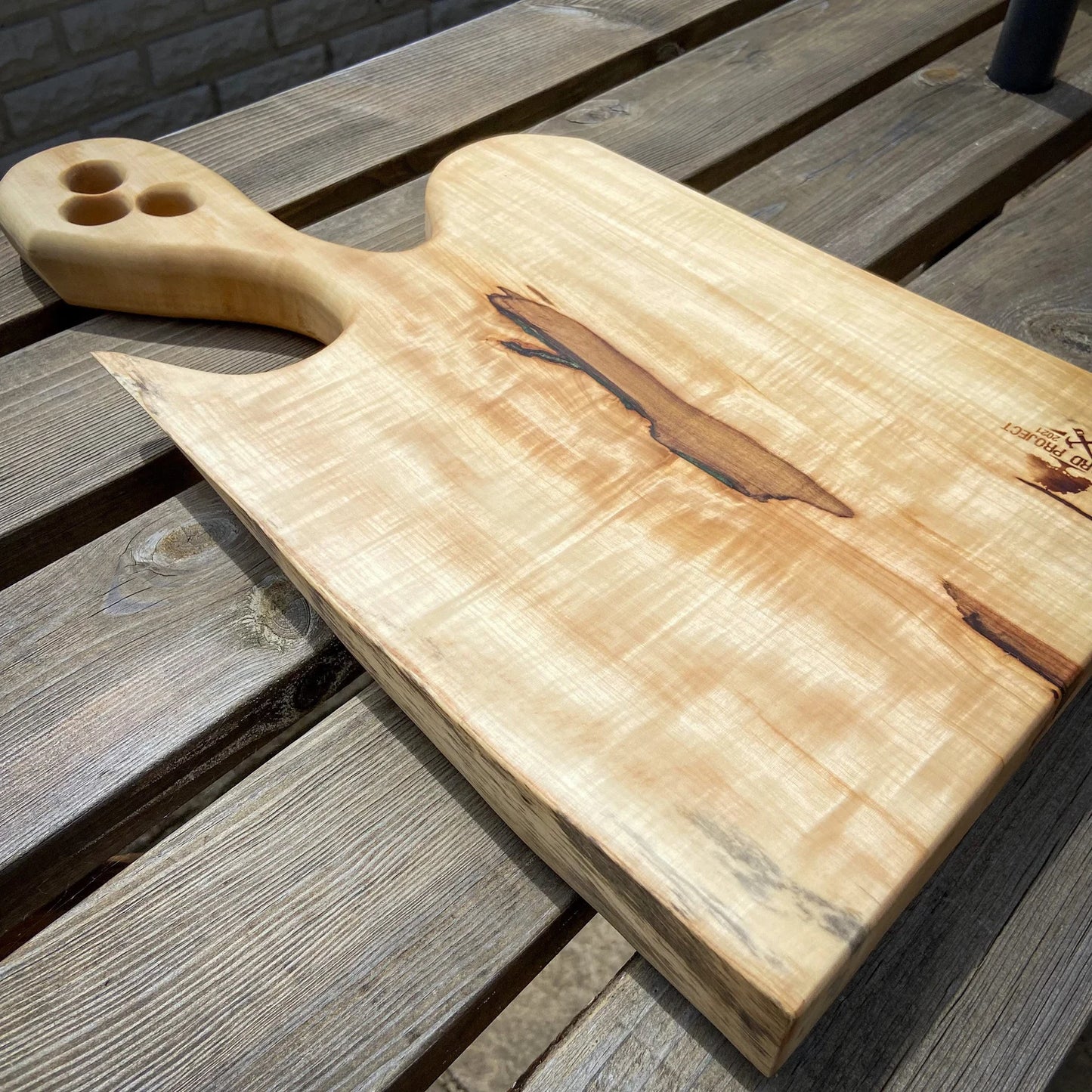 Large Horse Chestnut Wood and Green Epoxy Resin Charcuterie Board