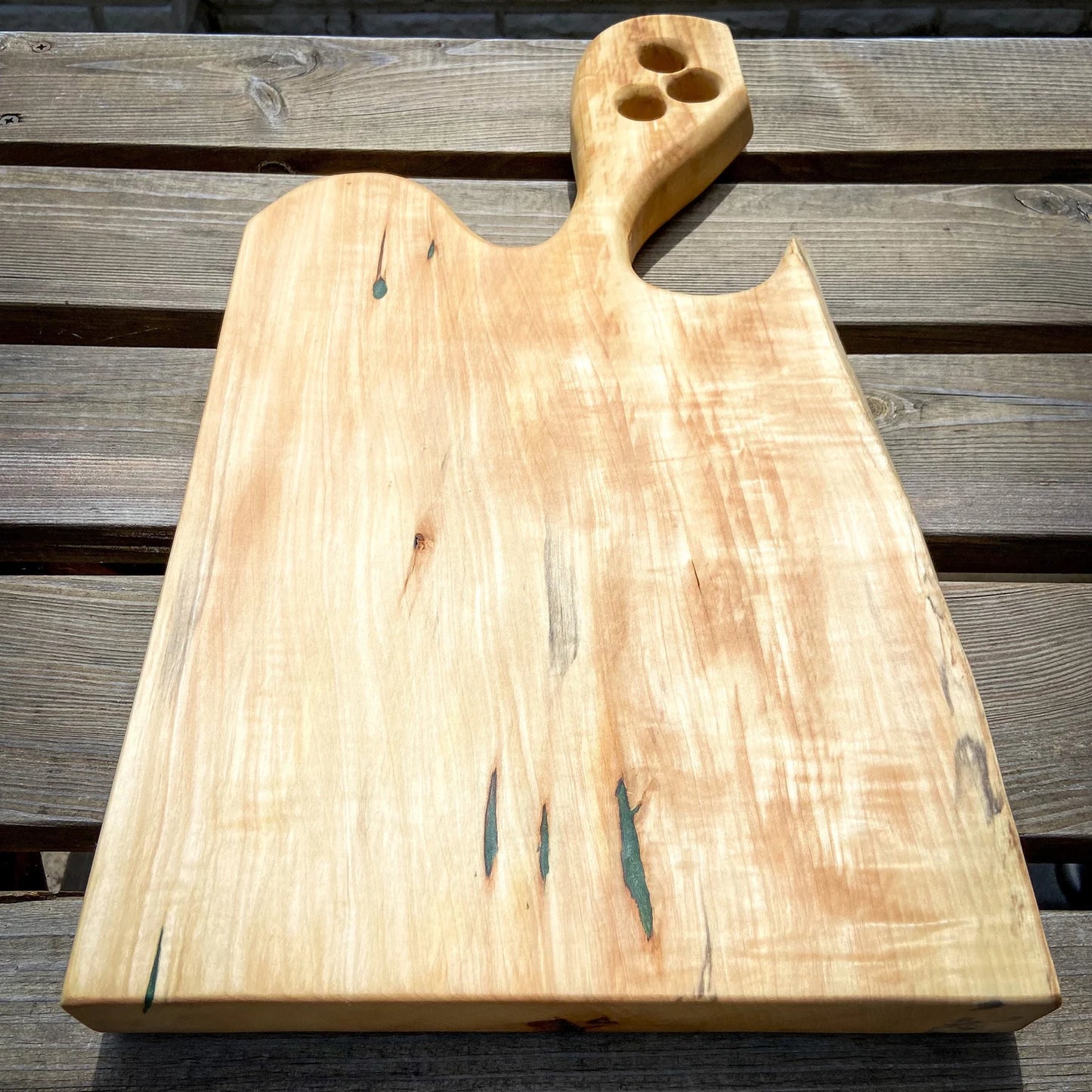 Large Horse Chestnut Wood and Green Epoxy Resin Charcuterie Board