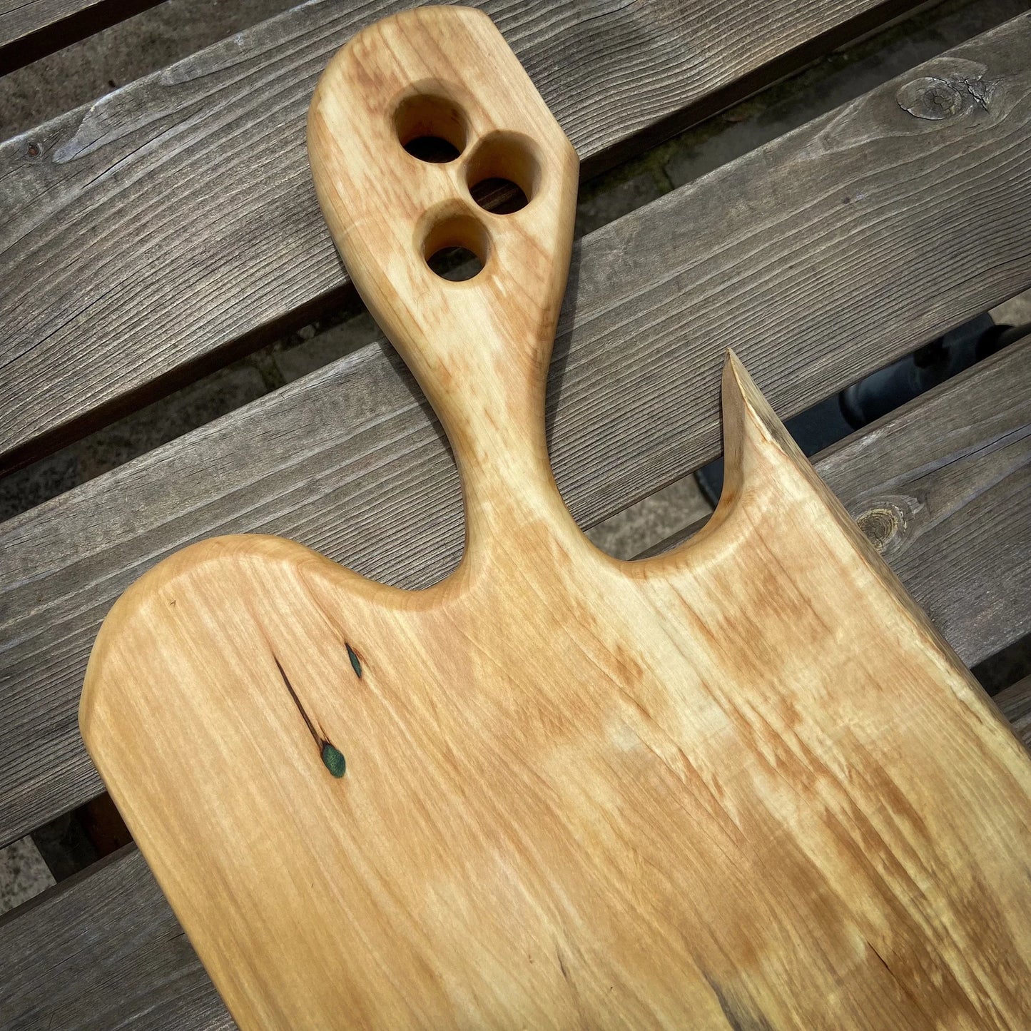 Large Horse Chestnut Wood and Green Epoxy Resin Charcuterie Board