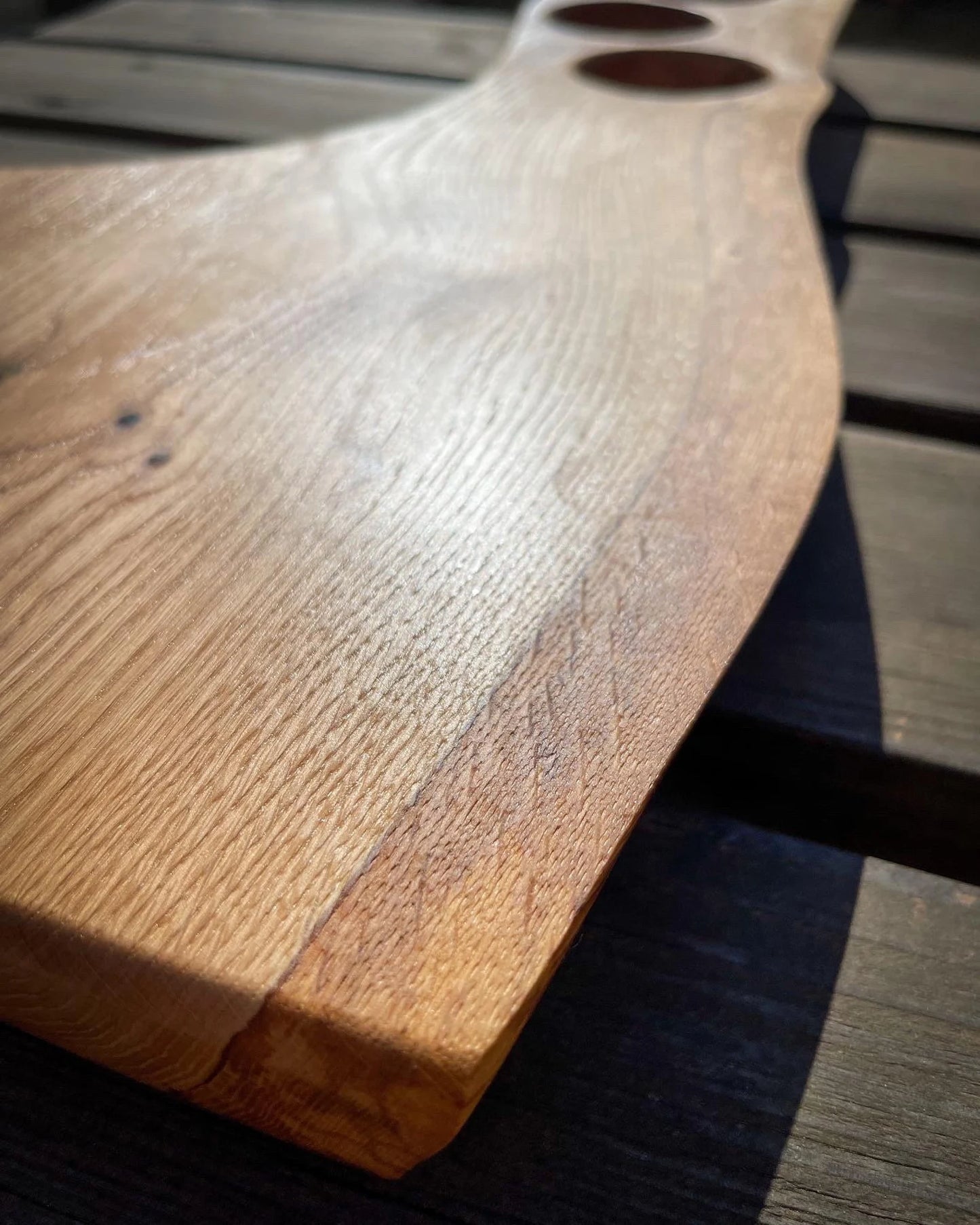 Medium Oak Wood and Dragon's Gold Green Epoxy Resin Charcuterie Board