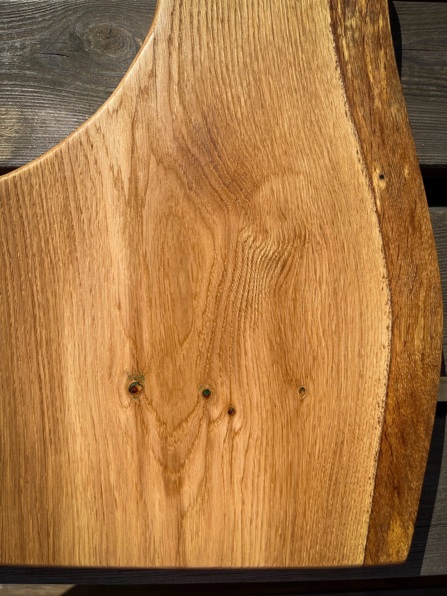 Medium Oak Wood and Dragon's Gold Green Epoxy Resin Charcuterie Board