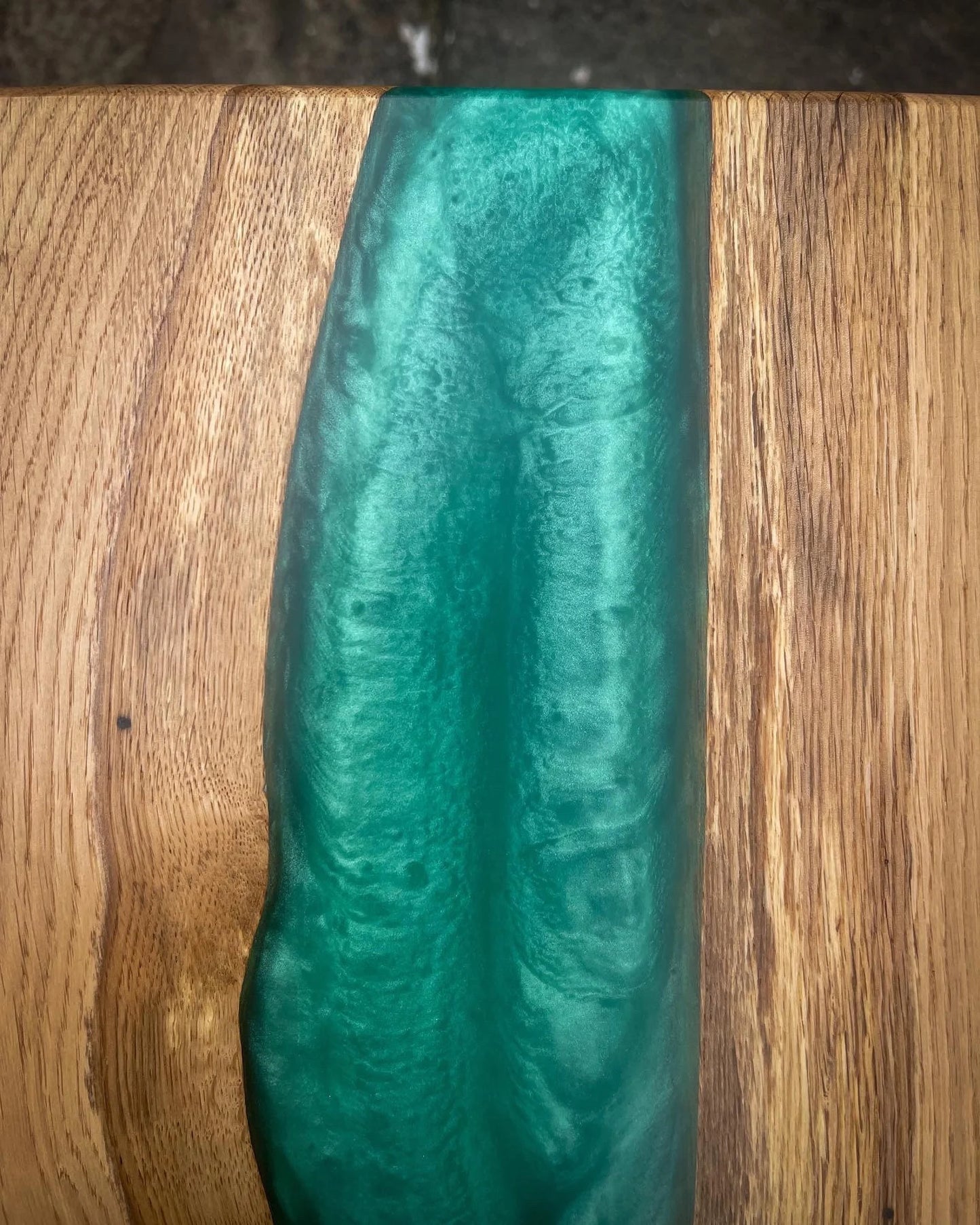 Oak Wood and Green Epoxy Resin River Side Table