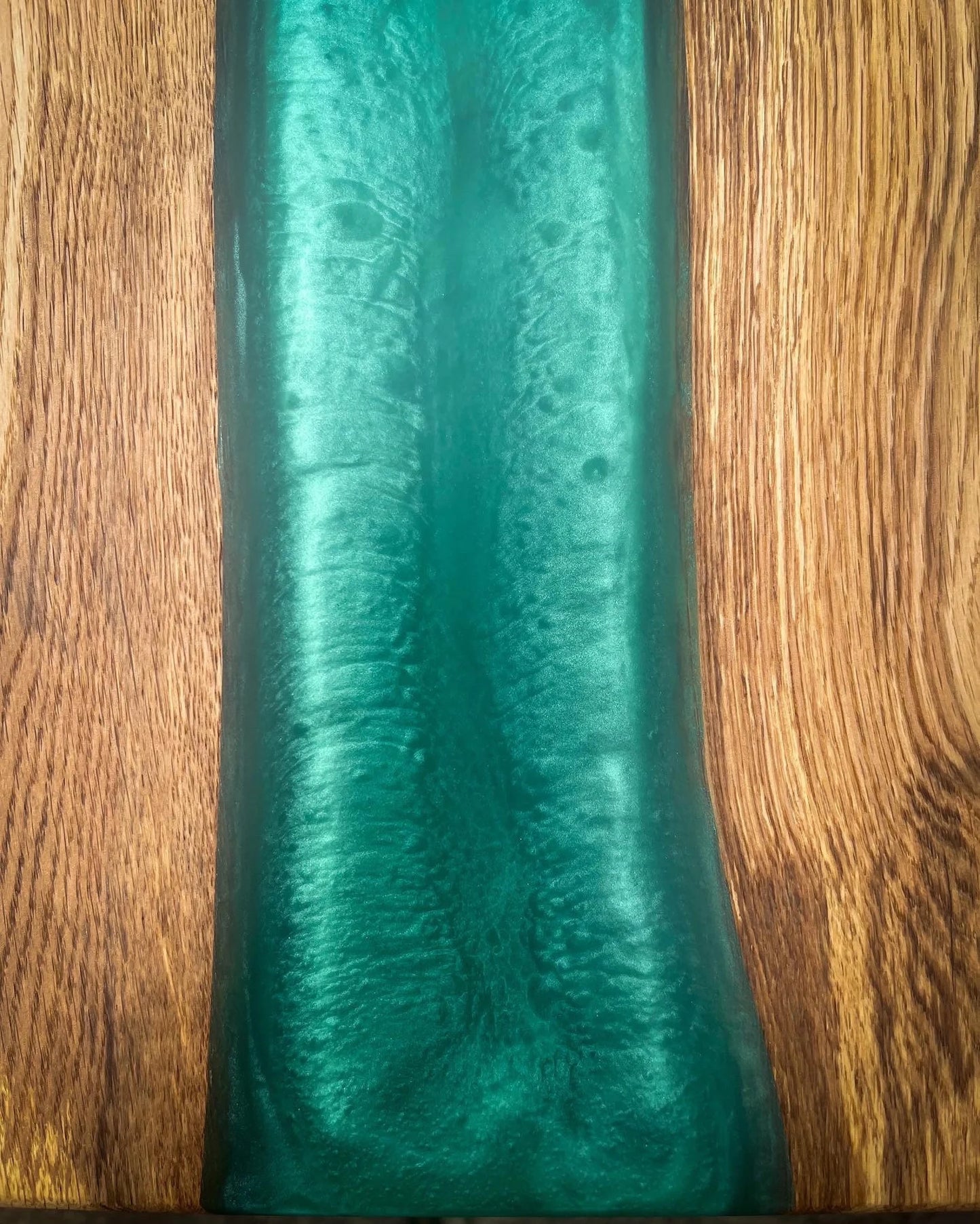 Oak Wood and Green Epoxy Resin River Side Table