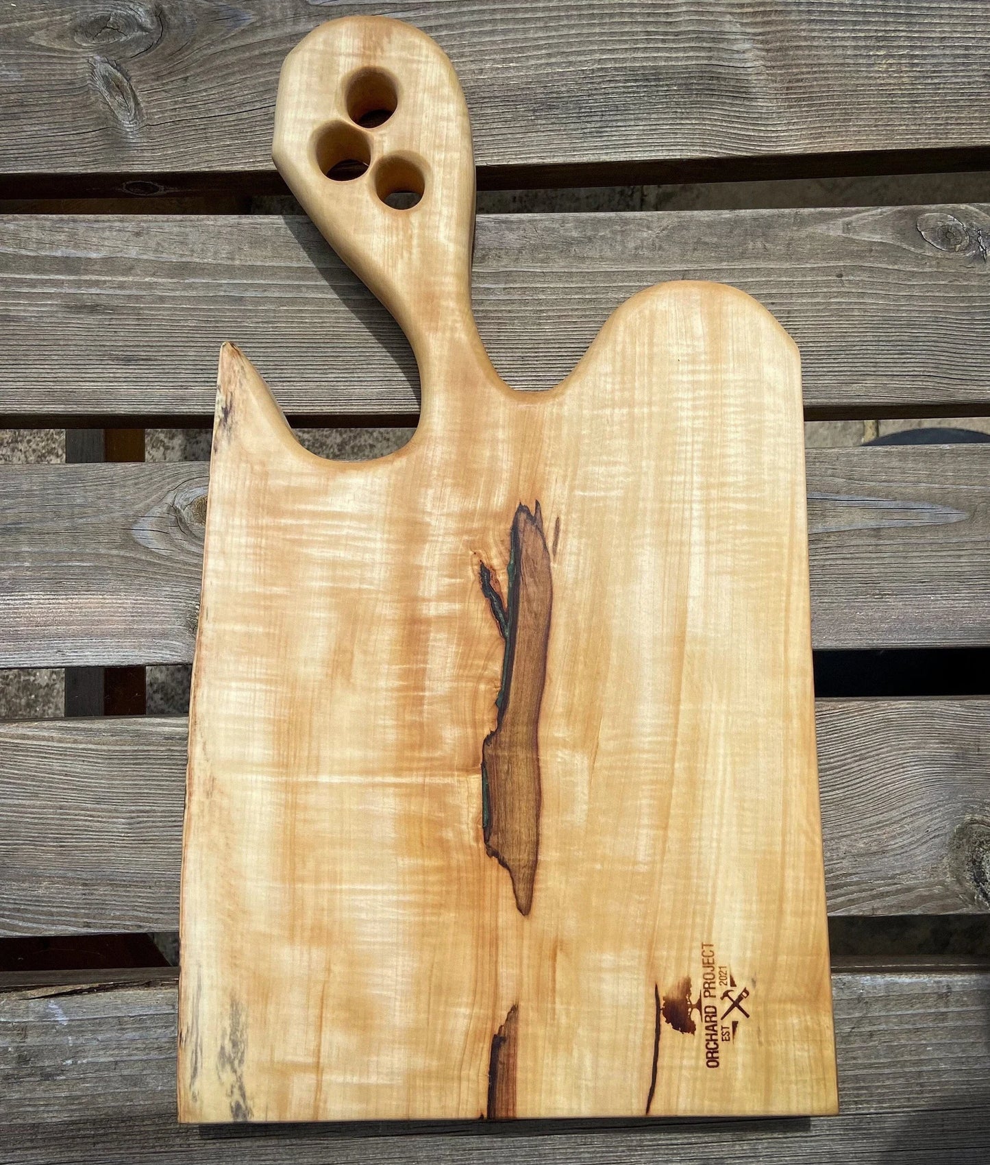 Large Horse Chestnut Wood and Green Epoxy Resin Charcuterie Board