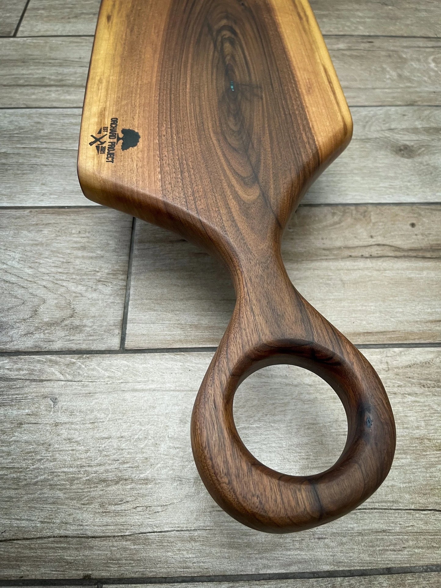 Extra Large Walnut Wood and Green Epoxy Resin Charcuterie Board