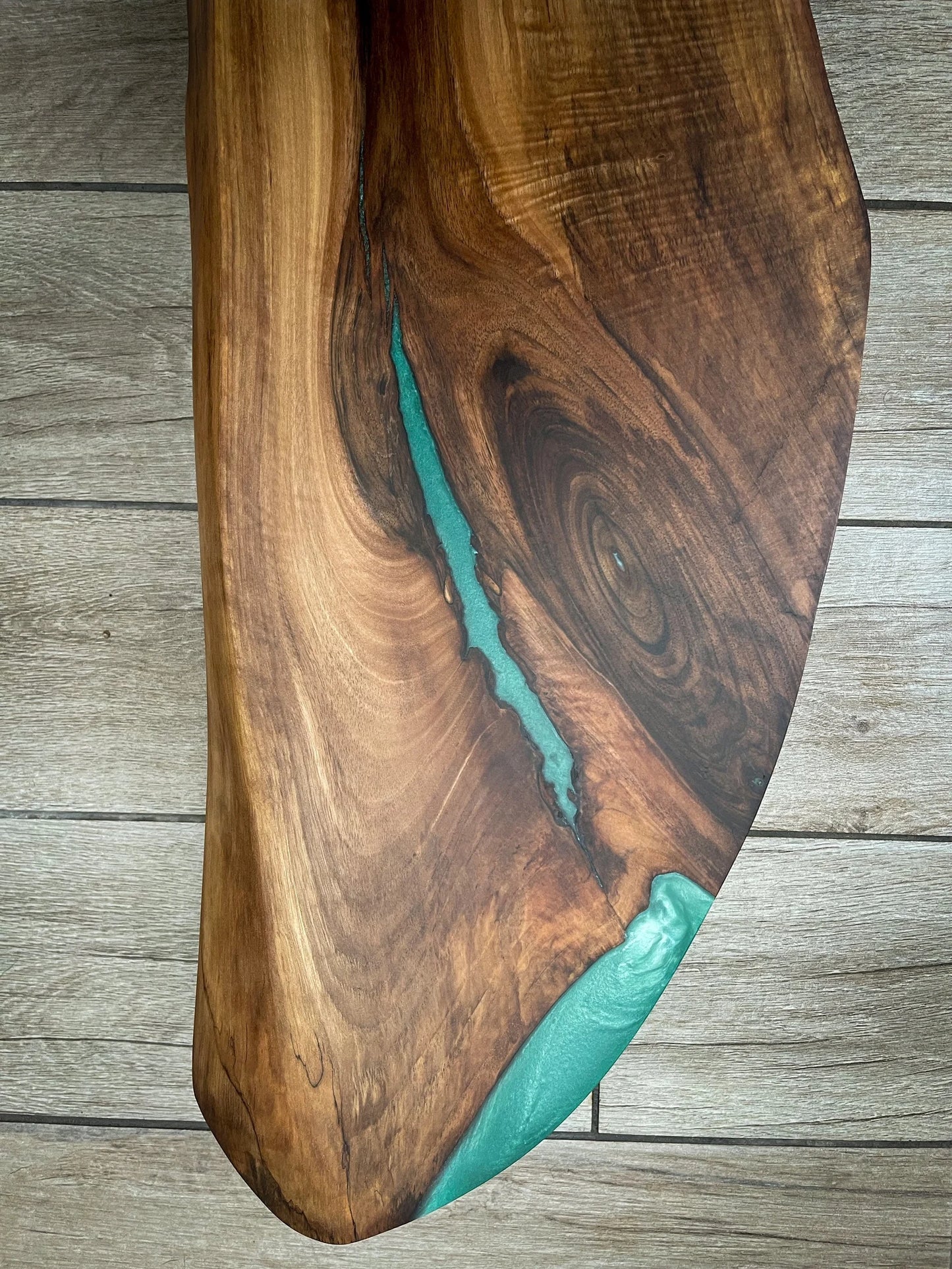 Extra Large Walnut Wood and Green Epoxy Resin Charcuterie Board
