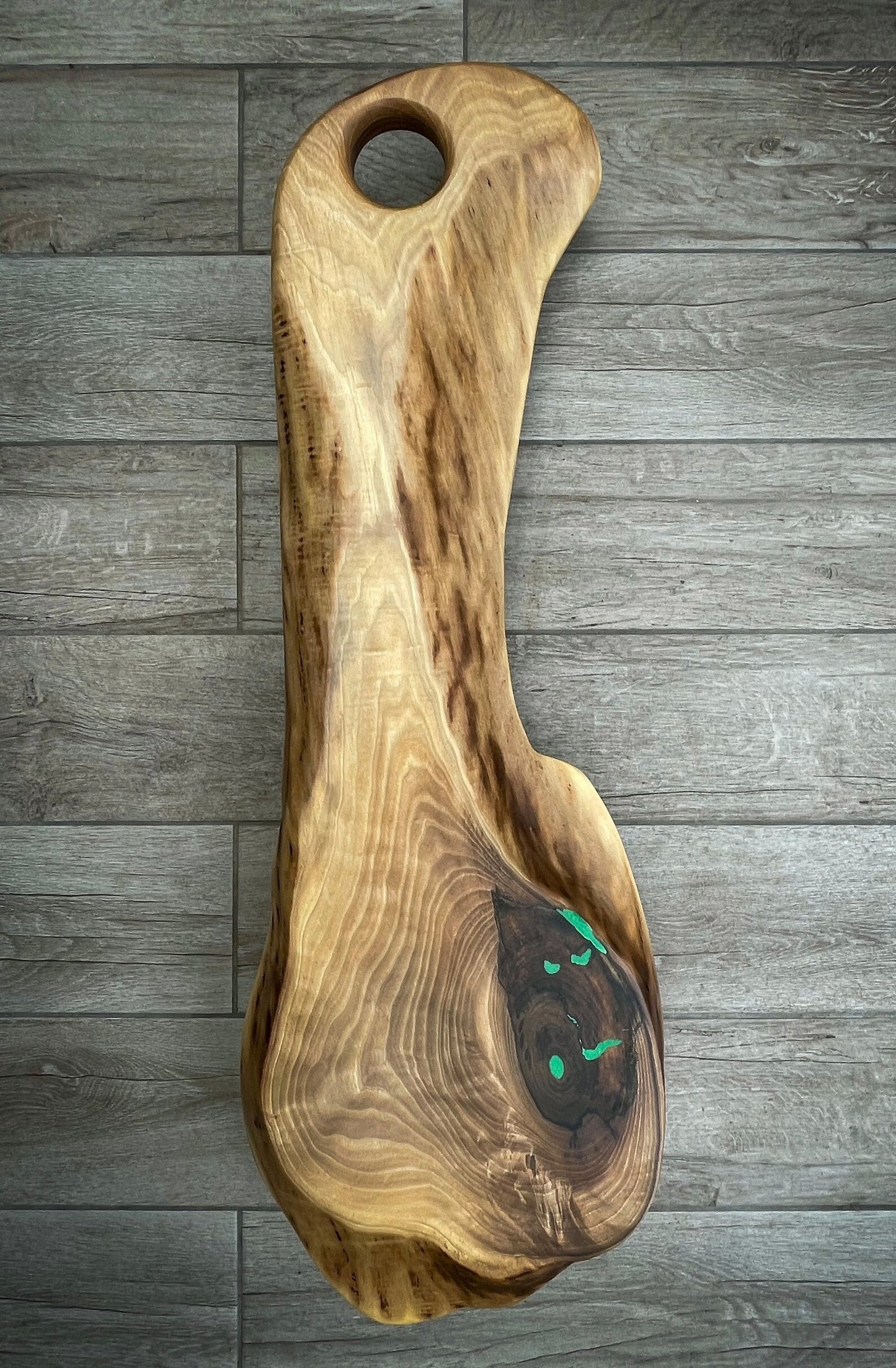 Extra Large Walnut Wood and Green Epoxy Resin Charcuterie Board