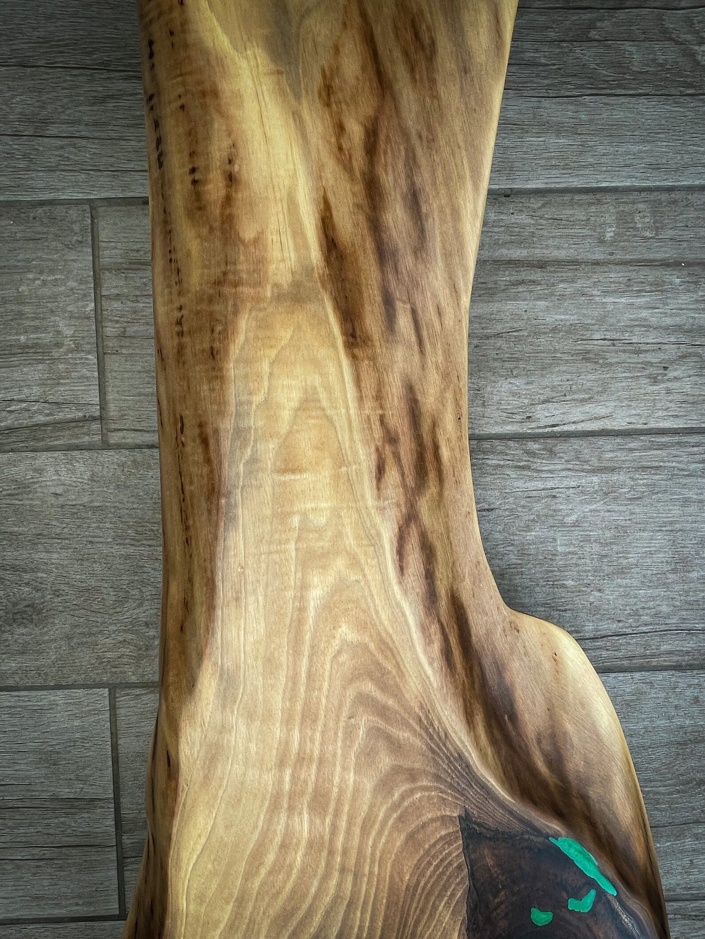 Extra Large Walnut Wood and Green Epoxy Resin Charcuterie Board