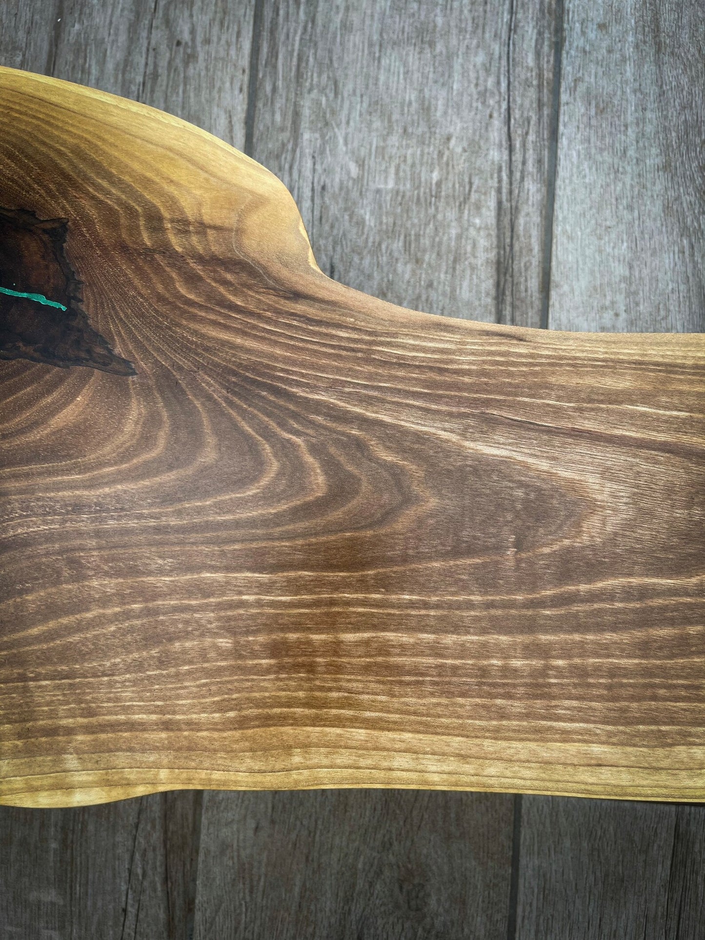 Extra Large Walnut Wood and Green Epoxy Resin Charcuterie Board