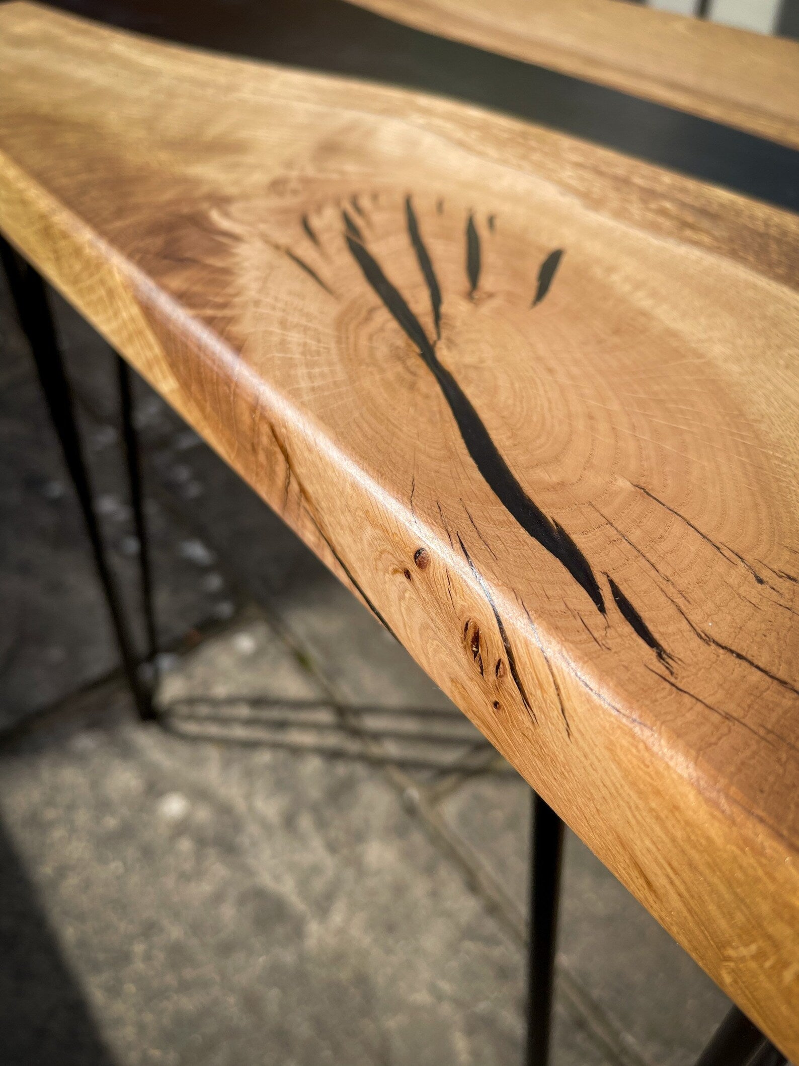 Oak Wood and Black Epoxy Resin River Side Table – orchardprojectco