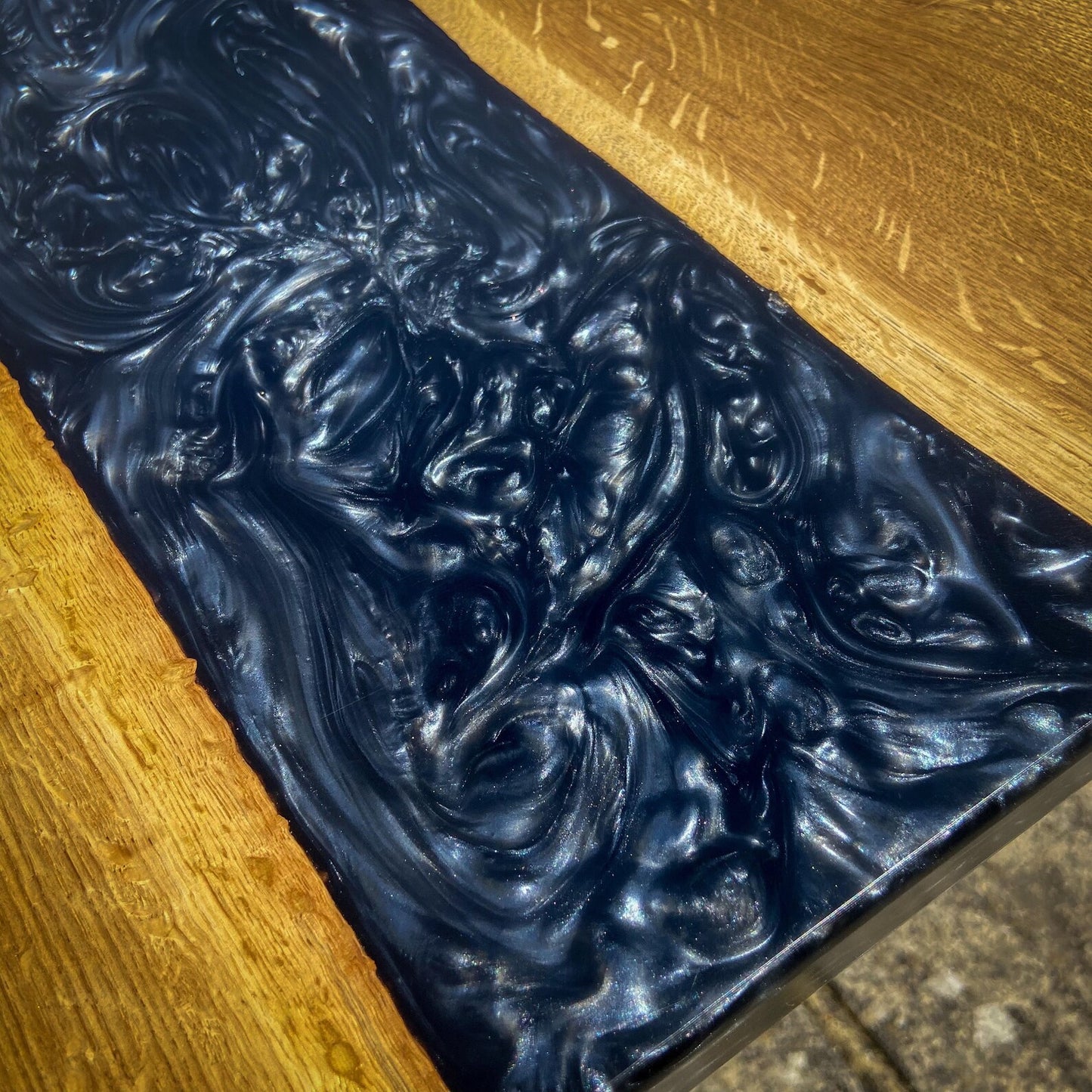 Oak Wood And Black Epoxy Resin River Coffee Table