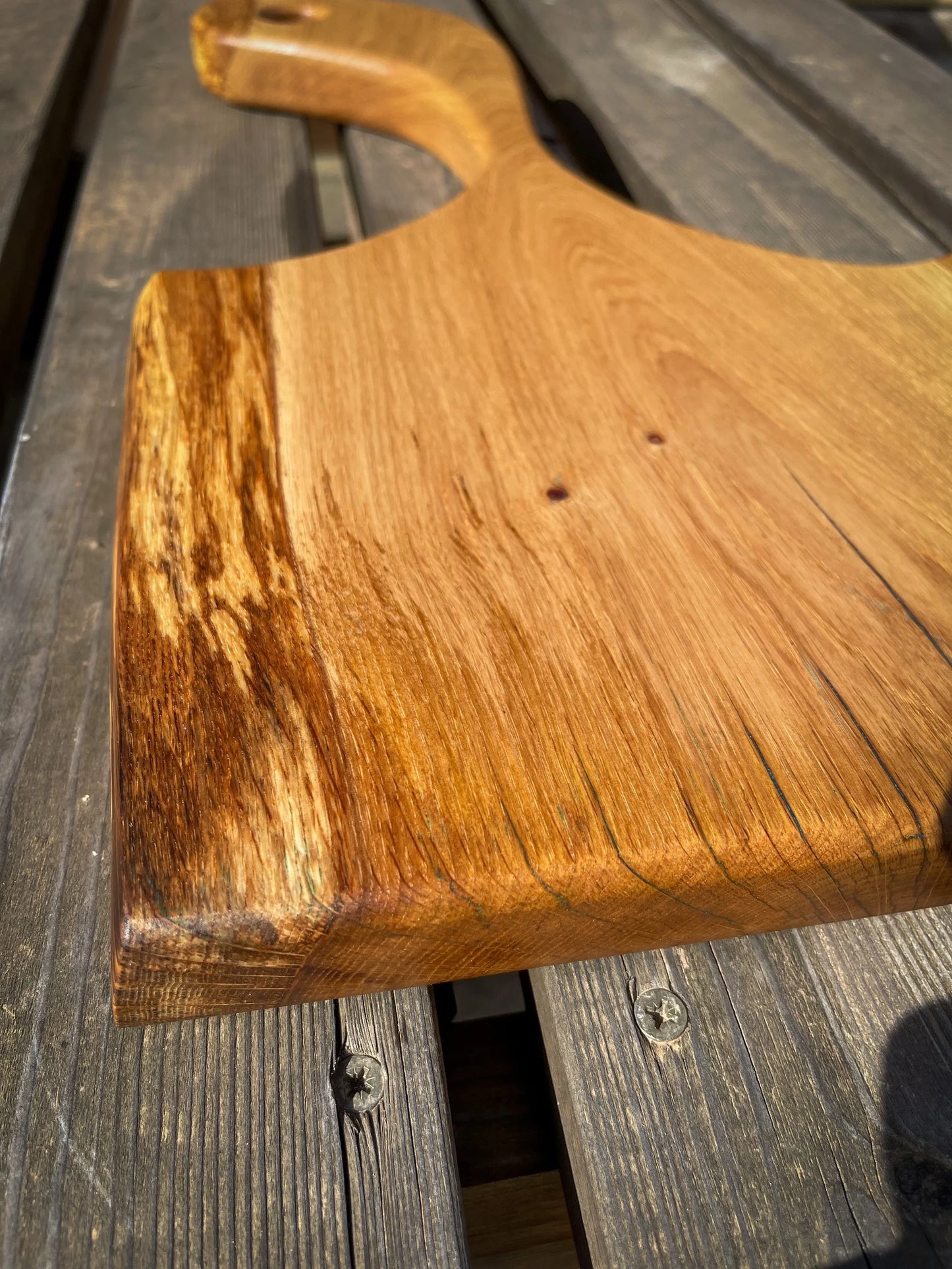 Medium Oak Wood and Blue Epoxy Resin Charcuterie Board