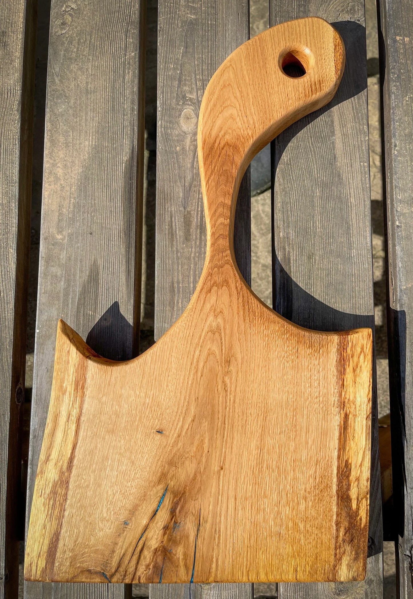 Medium Oak Wood and Blue Epoxy Resin Charcuterie Board