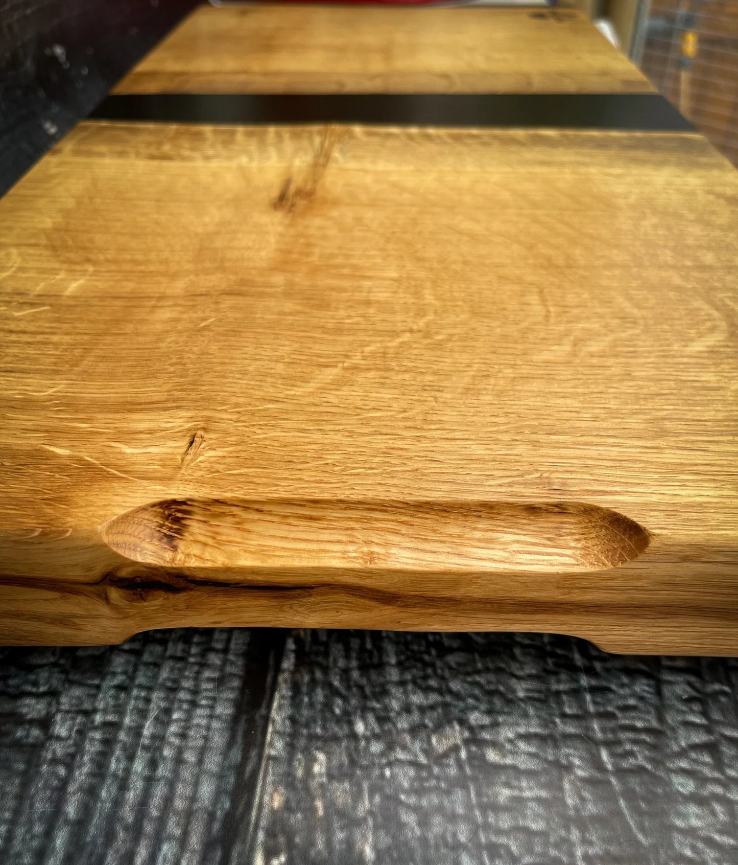 Extra Large Oak Wood and Black Epoxy Resin Charcuterie Board