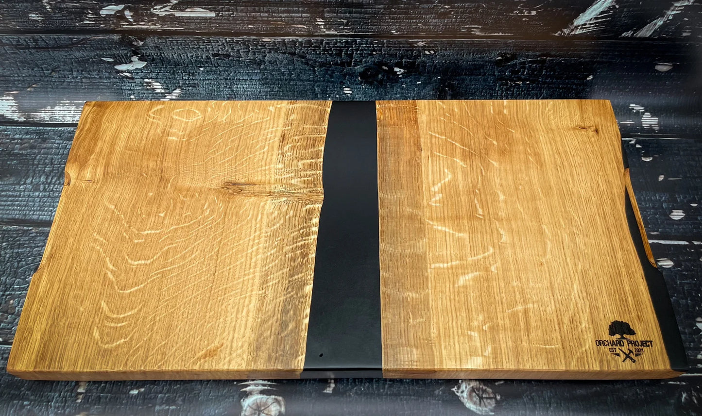 Extra Large Oak Wood and Black Epoxy Resin Charcuterie Board