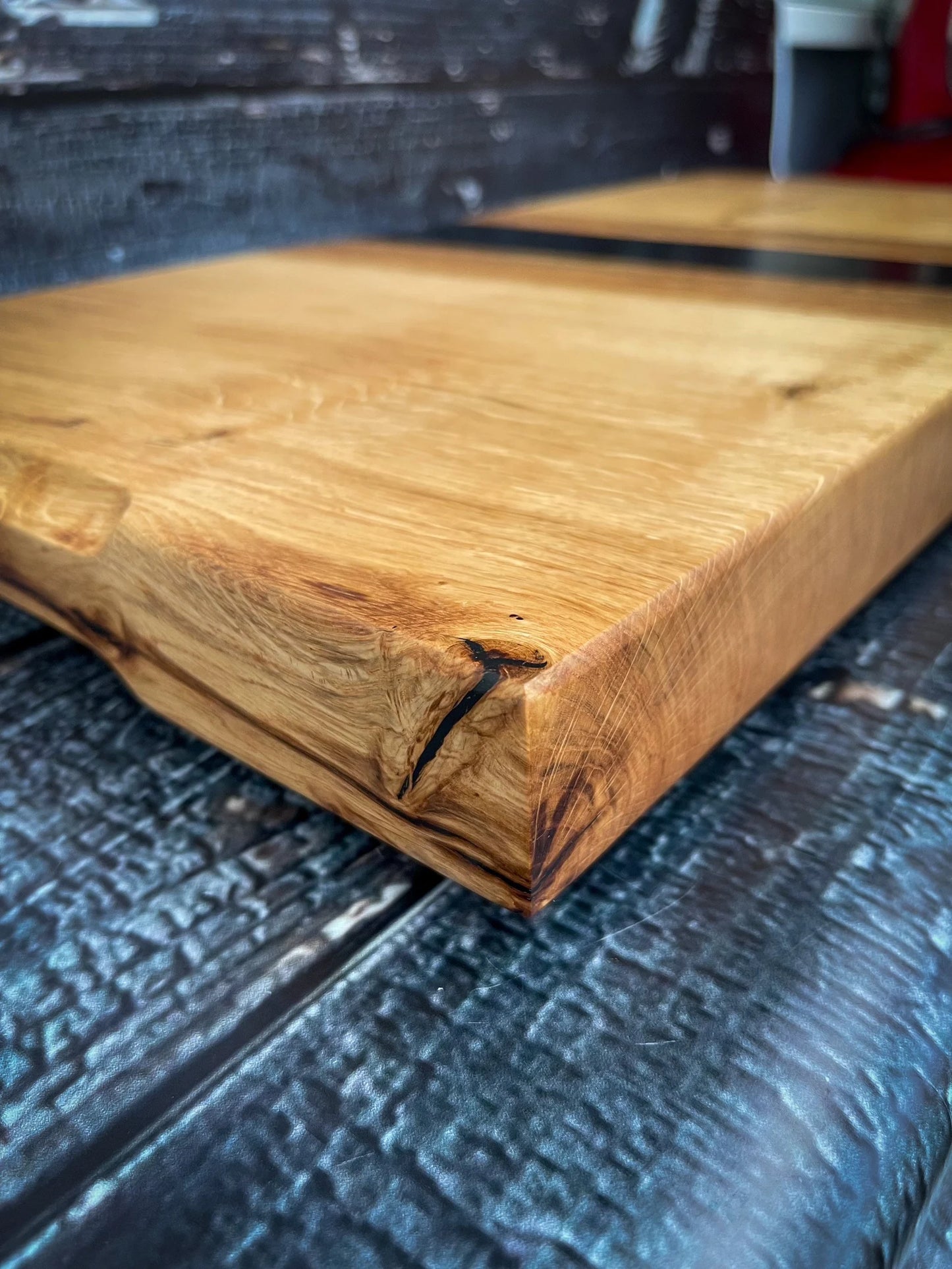 Extra Large Oak Wood and Black Epoxy Resin Charcuterie Board