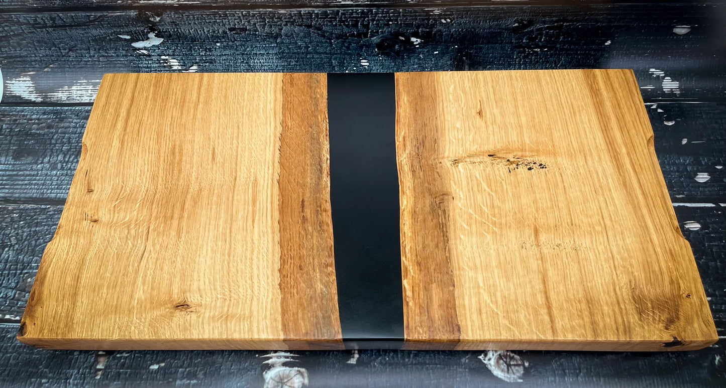 Extra Large Oak Wood and Black Epoxy Resin Charcuterie Board